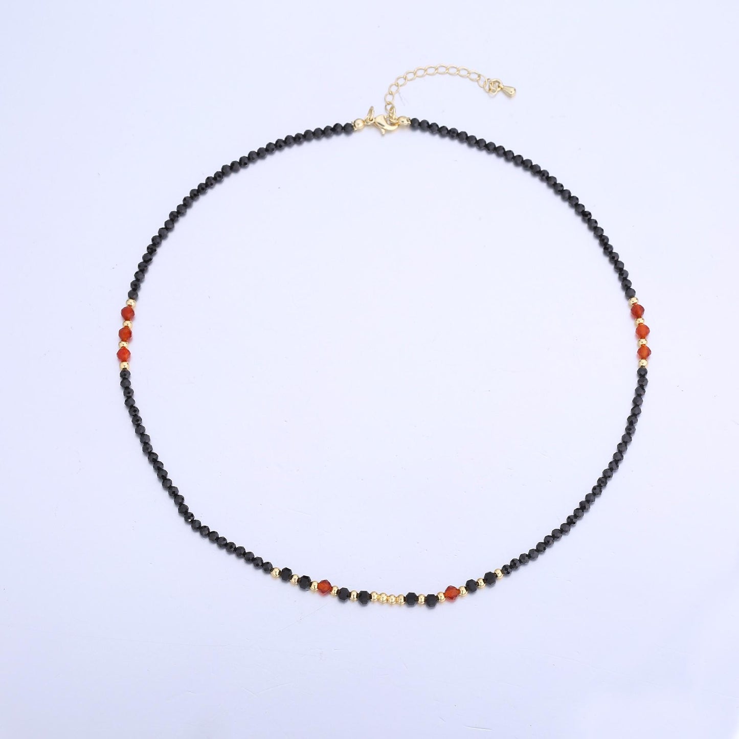 Handcrafted Mix Gemstone Beaded Minimalist Small Glass Beads Women Necklace 18.3inch Waterproof Layer Necklace Summer Jewelry WA2871