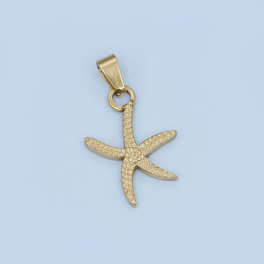 Slim gold starfish pendant stainless steel star fish ocean beach under the sea mermaids charm jewelry | p-799