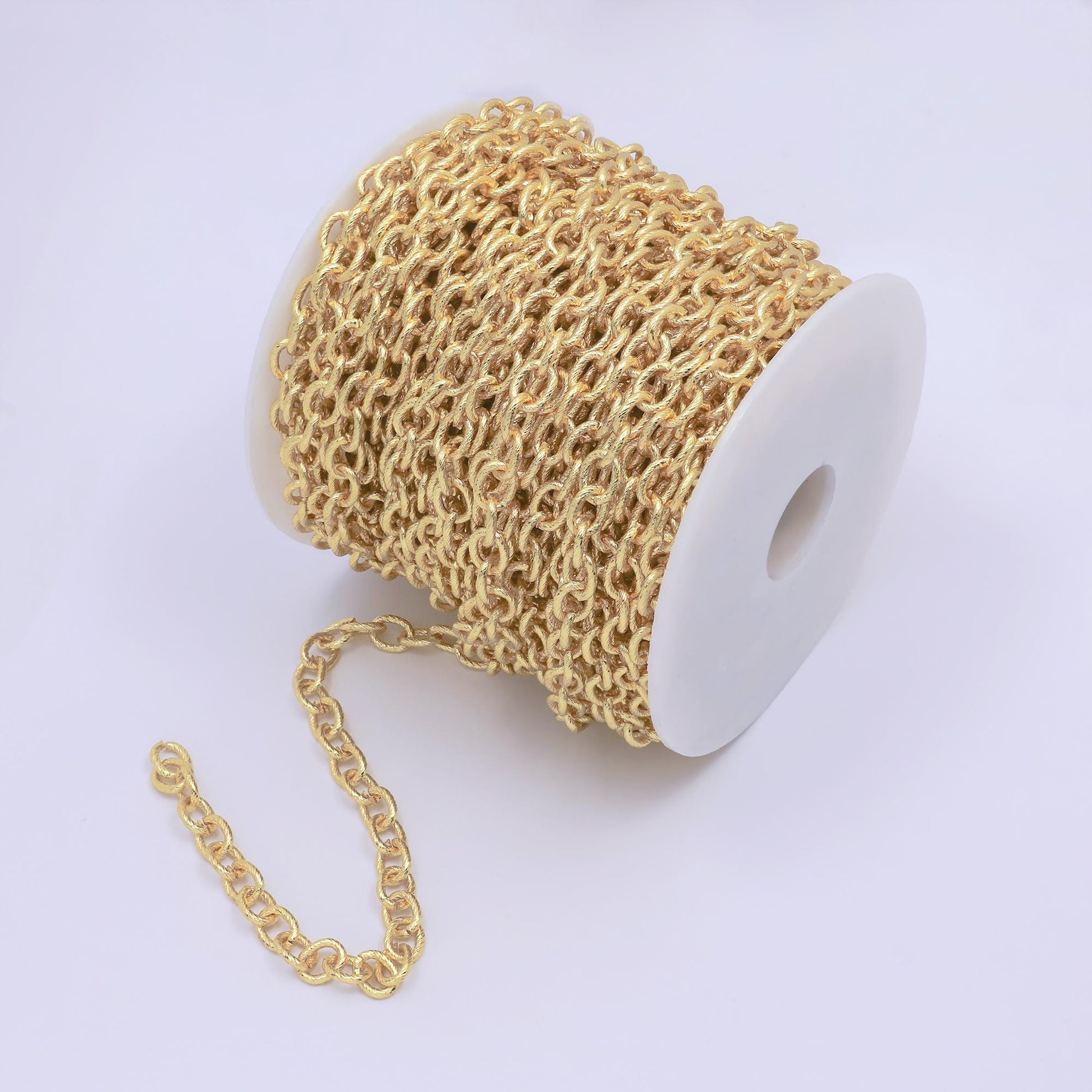 24k gold rolo cable chain by yard, oval link chain, wholesale bulk roll chain for jewelry making,thickness 1.5mm, 63