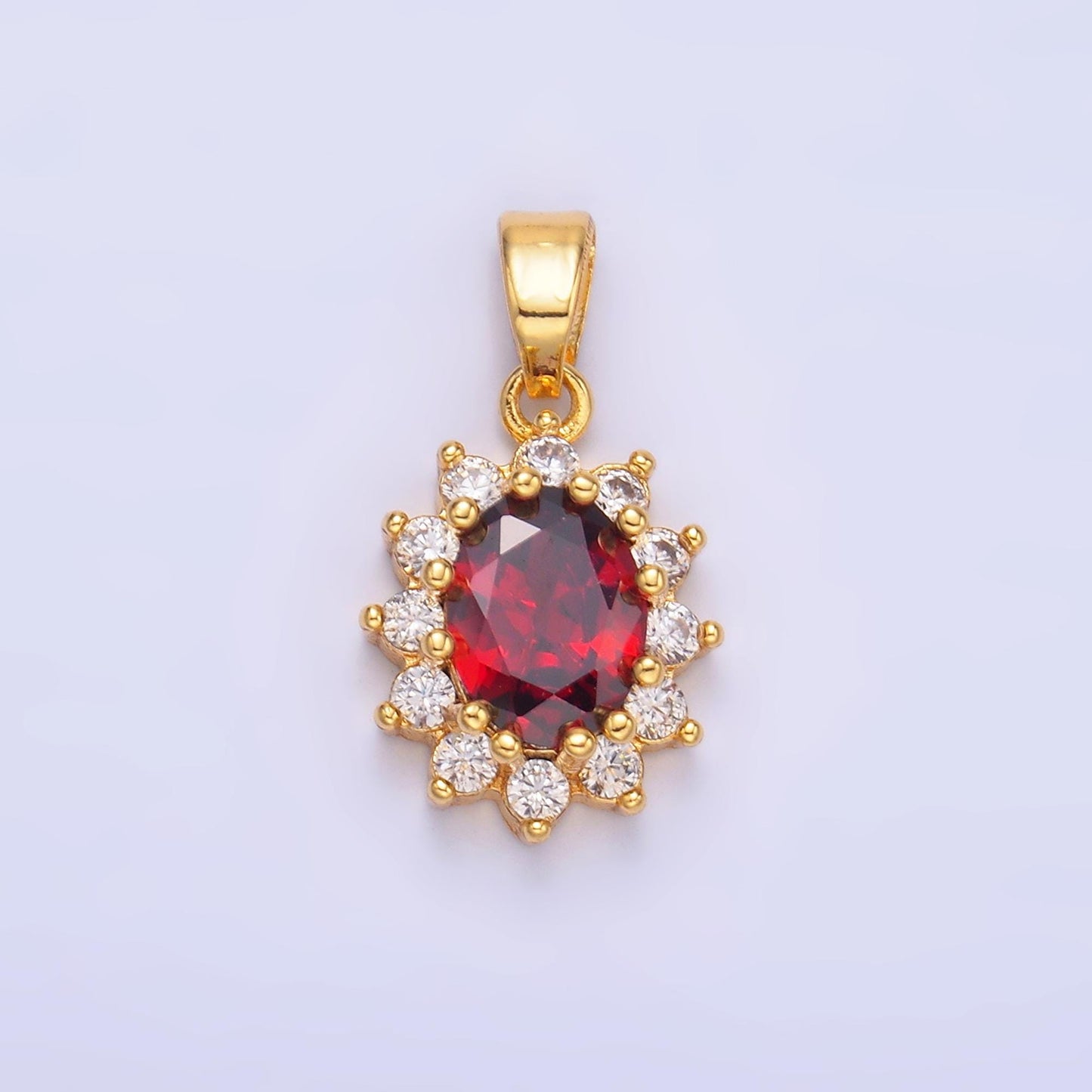 Oval Cubic Zirconia Charm Pendants for Necklace Making Supplies Gold Filled Birthstone Inspired, Wholesale Jewelry DIY AA-1487