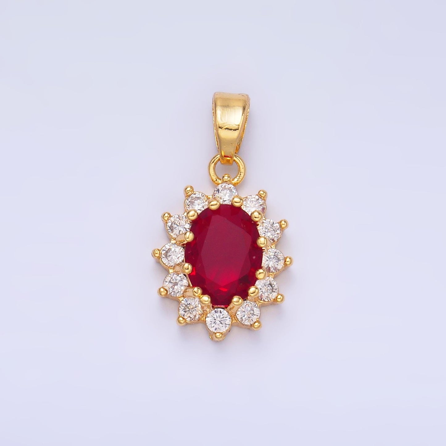 Oval Cubic Zirconia Charm Pendants for Necklace Making Supplies Gold Filled Birthstone Inspired, Wholesale Jewelry DIY AA-1487