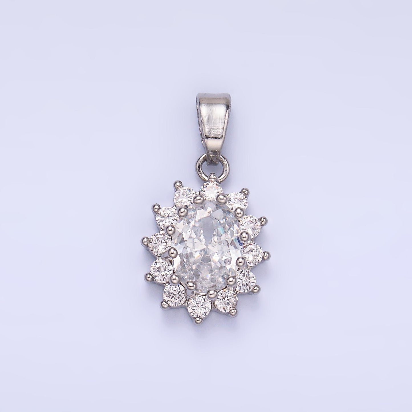 Oval Cubic Zirconia Charm Pendants for Necklace Making Supplies Gold Filled Birthstone Inspired, Wholesale Jewelry DIY AA-1487
