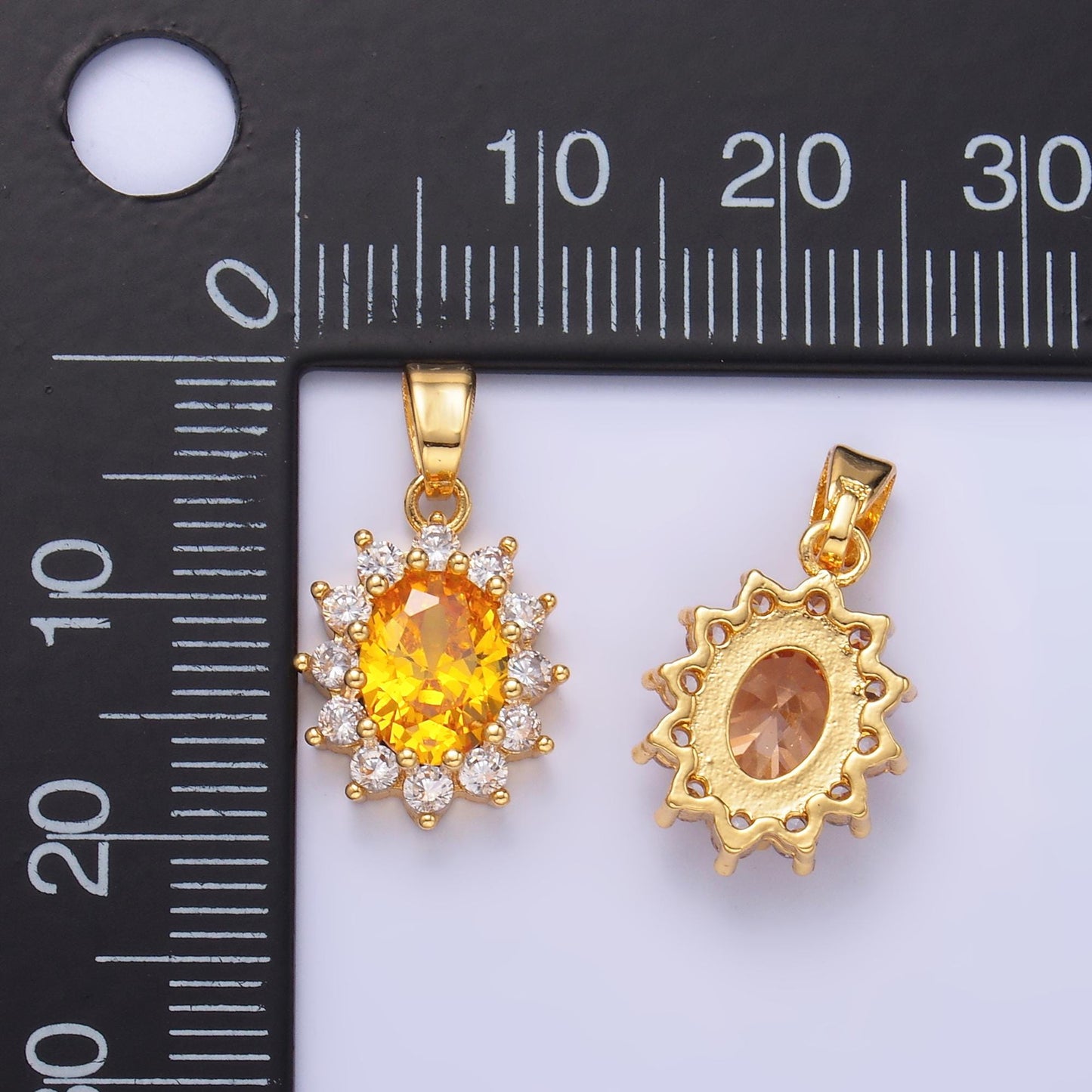 Oval Cubic Zirconia Charm Pendants for Necklace Making Supplies Gold Filled Birthstone Inspired, Wholesale Jewelry DIY AA-1487