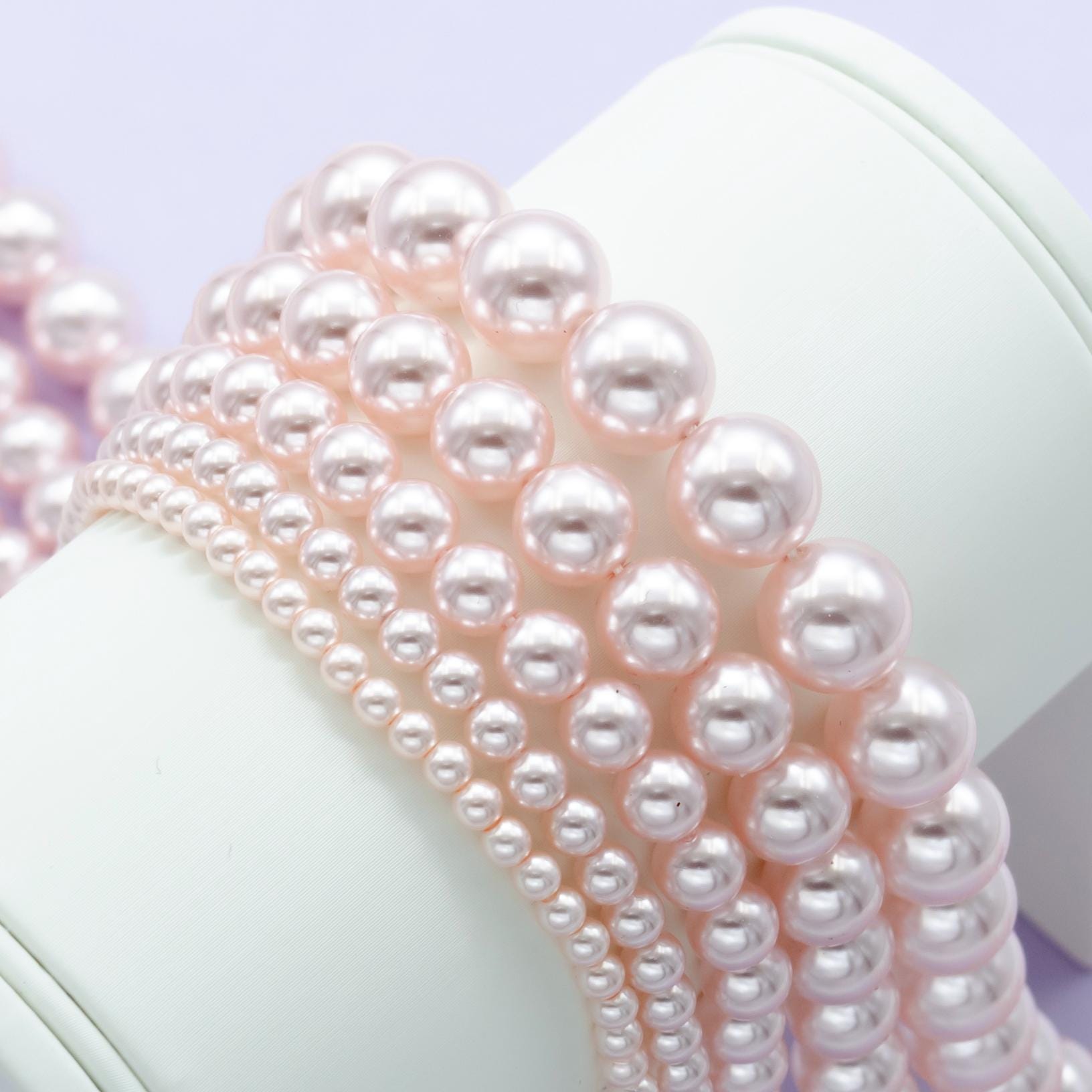 Handcrafted Soft Pink Shell Pearl Necklace 17 inch + 2 inch extender for Layering minimalist Jewelry Making Supply WA2785