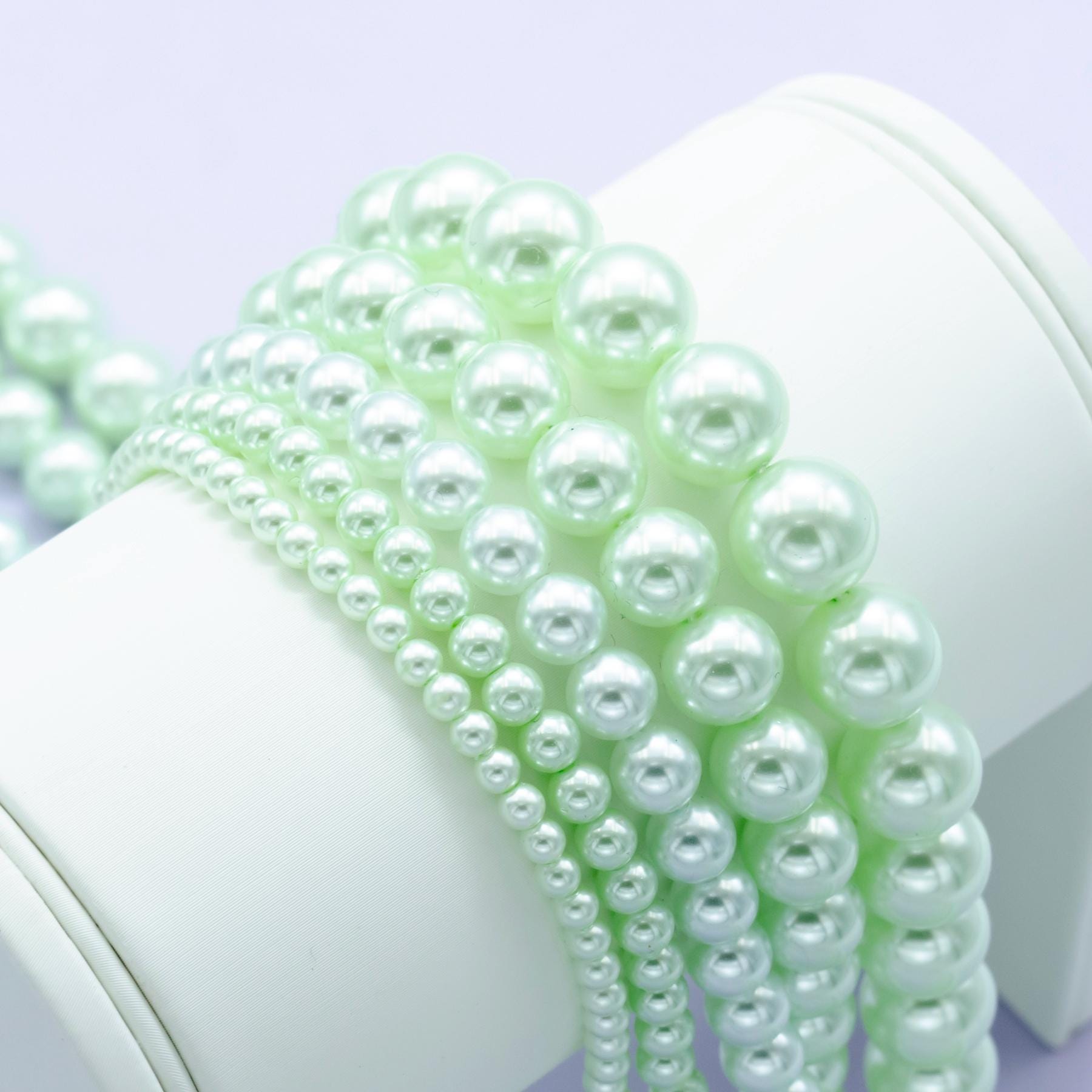 Handcrafted Soft Green Shell Pearl Necklace 17 inch + 2 inch extender for Layering minimalist Jewelry Making Supply WA2800