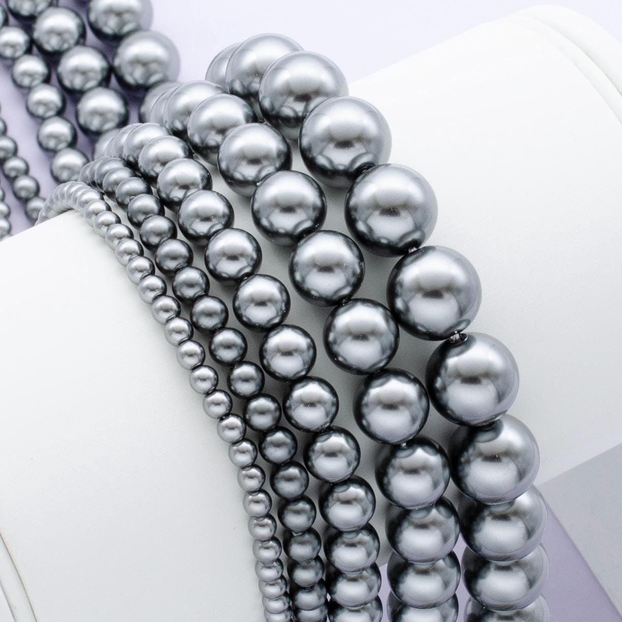 Handcrafted Dark Grey Shell Pearl Necklace 17 inch + 2 inch extender for Layering minimalist Jewelry Making Supply WA2843