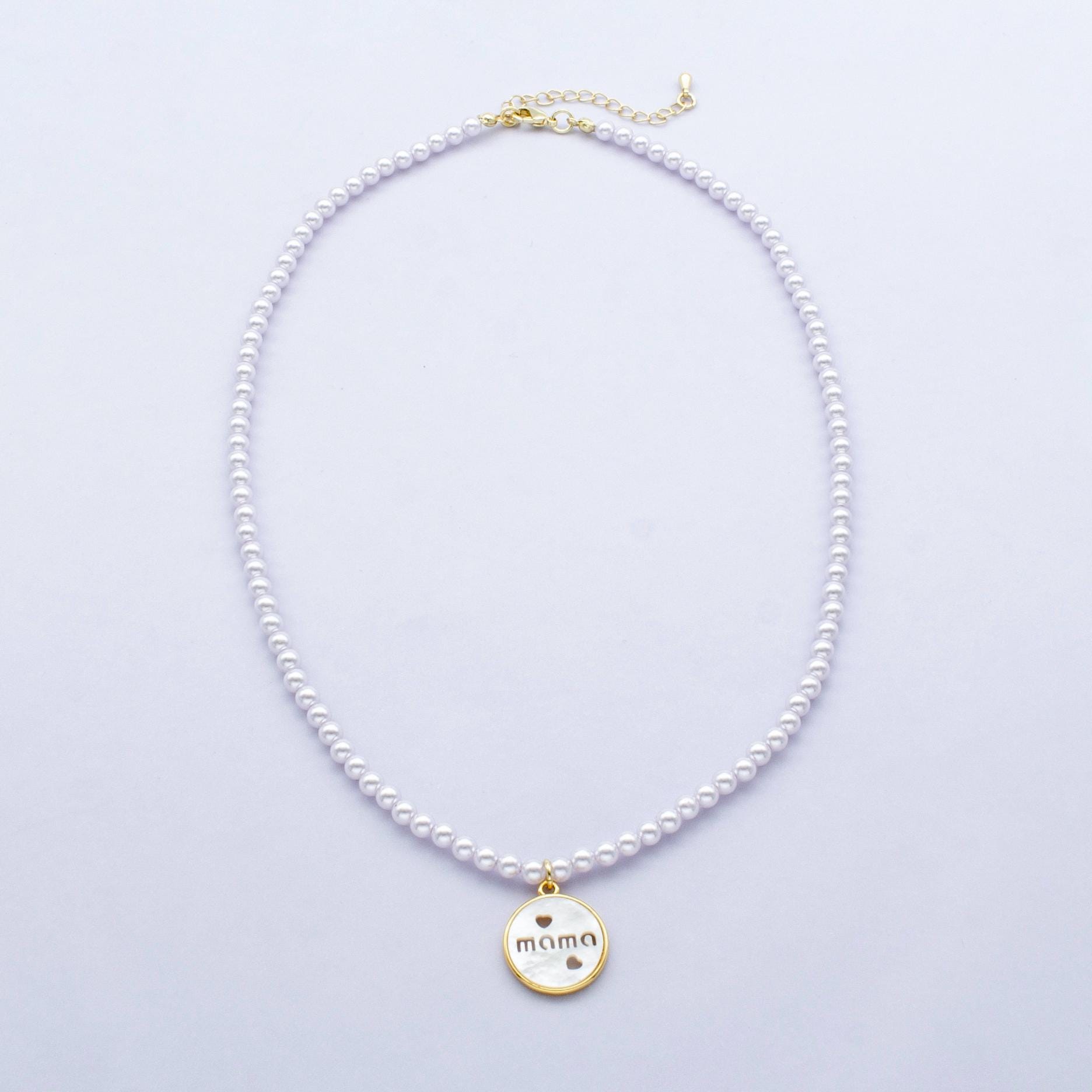 Lavender Pearl Charm Necklace Custom Charm Necklace Personalized Charm Jewelry Gift for Mothers Day Gift for Mom 17 inch Necklace