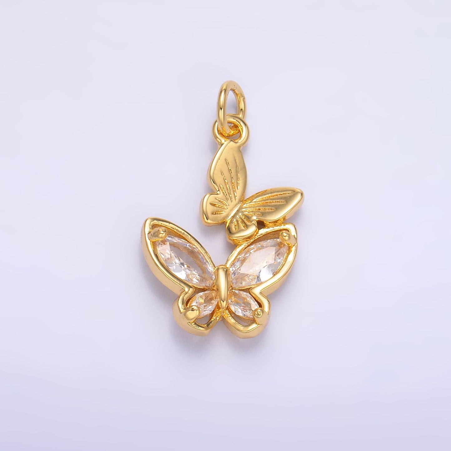 Mini Twin Butterfly Charm Tiny Cubic Mariposa dangle charm for necklace bracelet earring Supply N-075