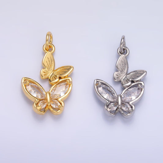 Mini Twin Butterfly Charm Tiny Cubic Mariposa dangle charm for necklace bracelet earring Supply N-075