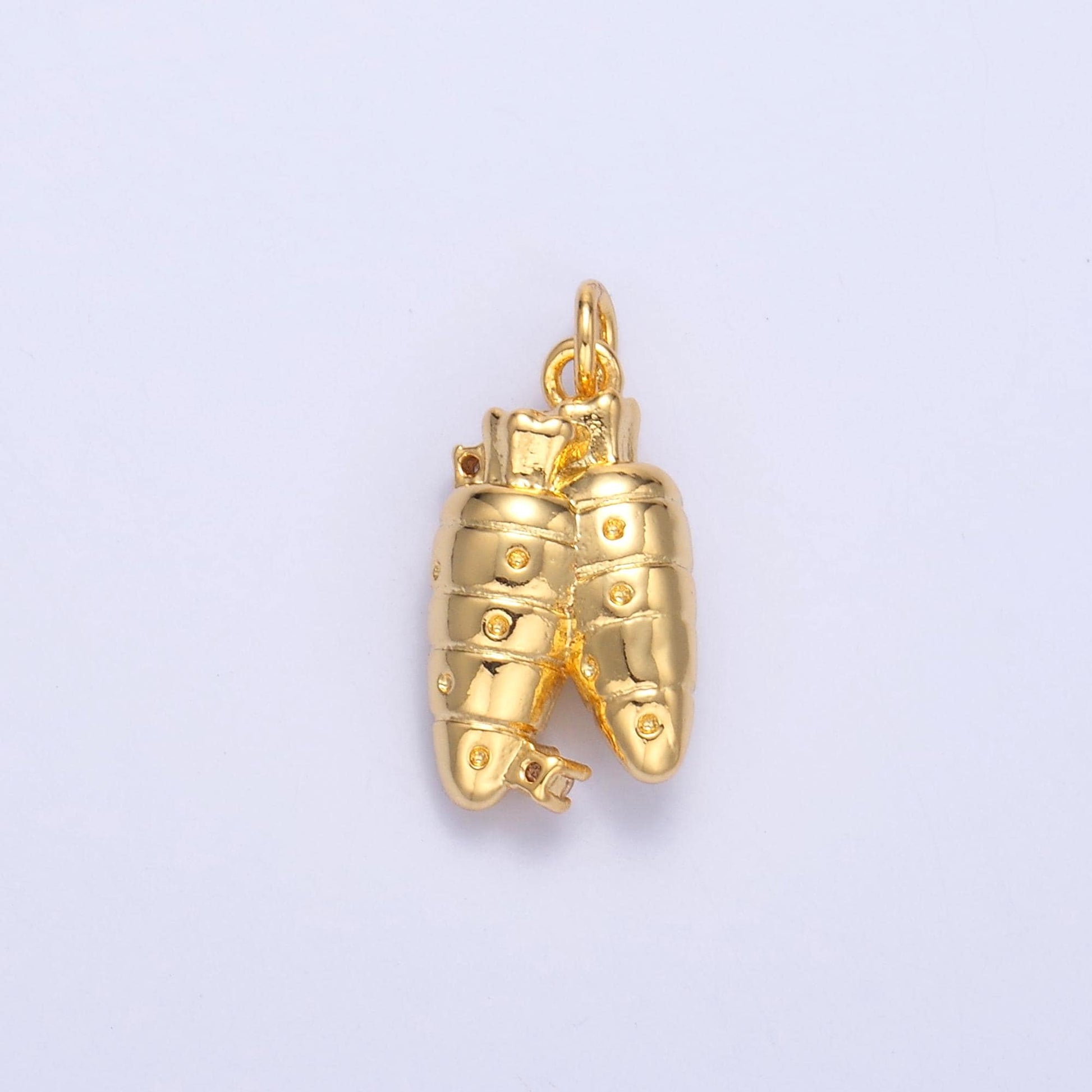 Gold Carrot Charm with CZ Accents Whimsical 24K Gold Filled Vegetable Pendant – Carrot Jewelry Supply for Necklace, Bracelet, Earrings N-073