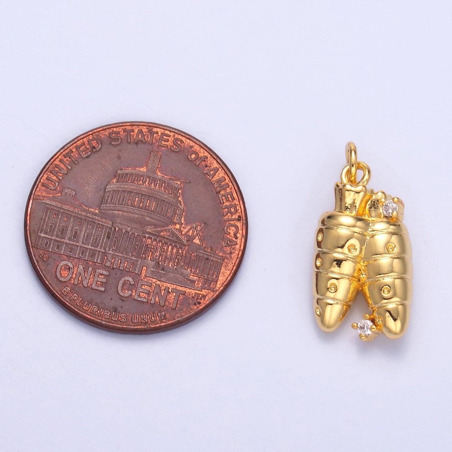 Gold Carrot Charm with CZ Accents Whimsical 24K Gold Filled Vegetable Pendant – Carrot Jewelry Supply for Necklace, Bracelet, Earrings N-073