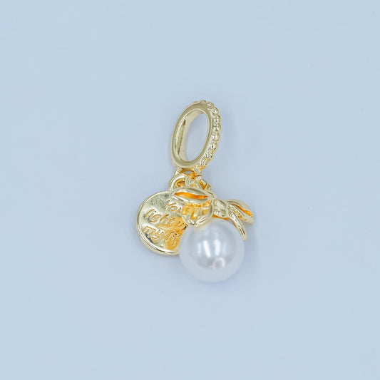 24k gold You Light Up My Life Words Encouragement theme rondelle bail Pearl Charm drop pendant | AA-1501