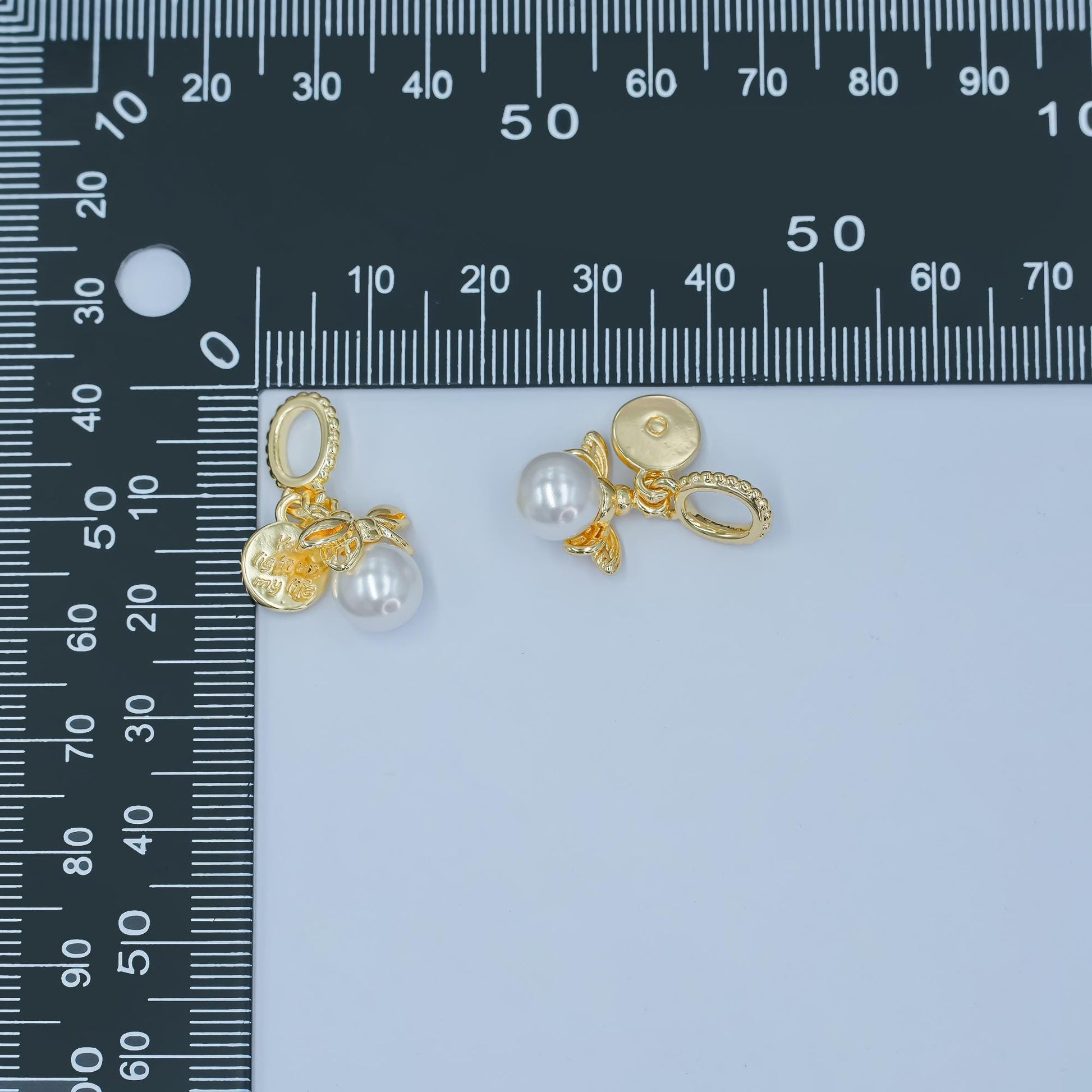 24k gold You Light Up My Life Words Encouragement theme rondelle bail Pearl Charm drop pendant | AA-1501