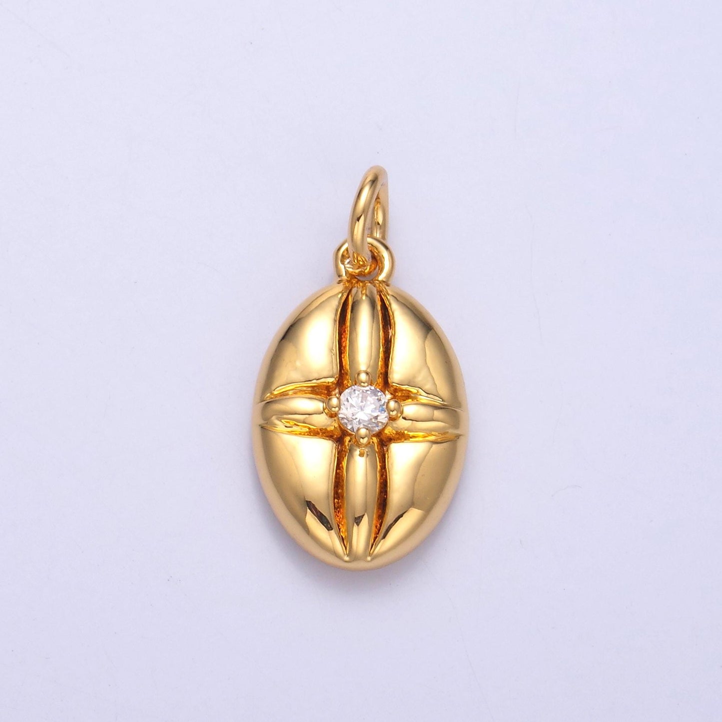 24k gold filled Cross Design oval micro pave cz pendant Cross Charm for Religious Jewelry Making N-074
