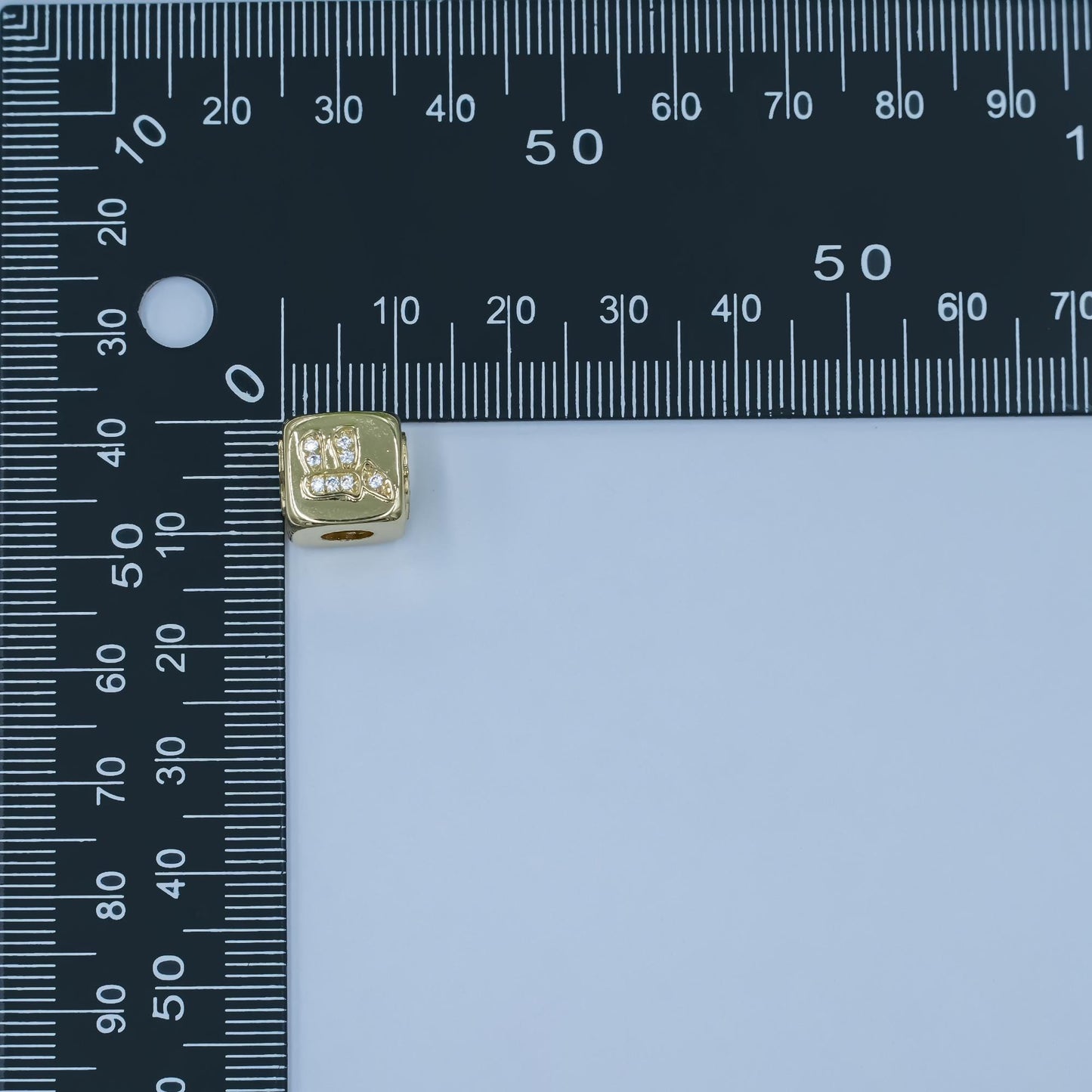 24k gold filled cz Chai Hebrew Jewish Square beads Spacer for Bracelet Component | B-239