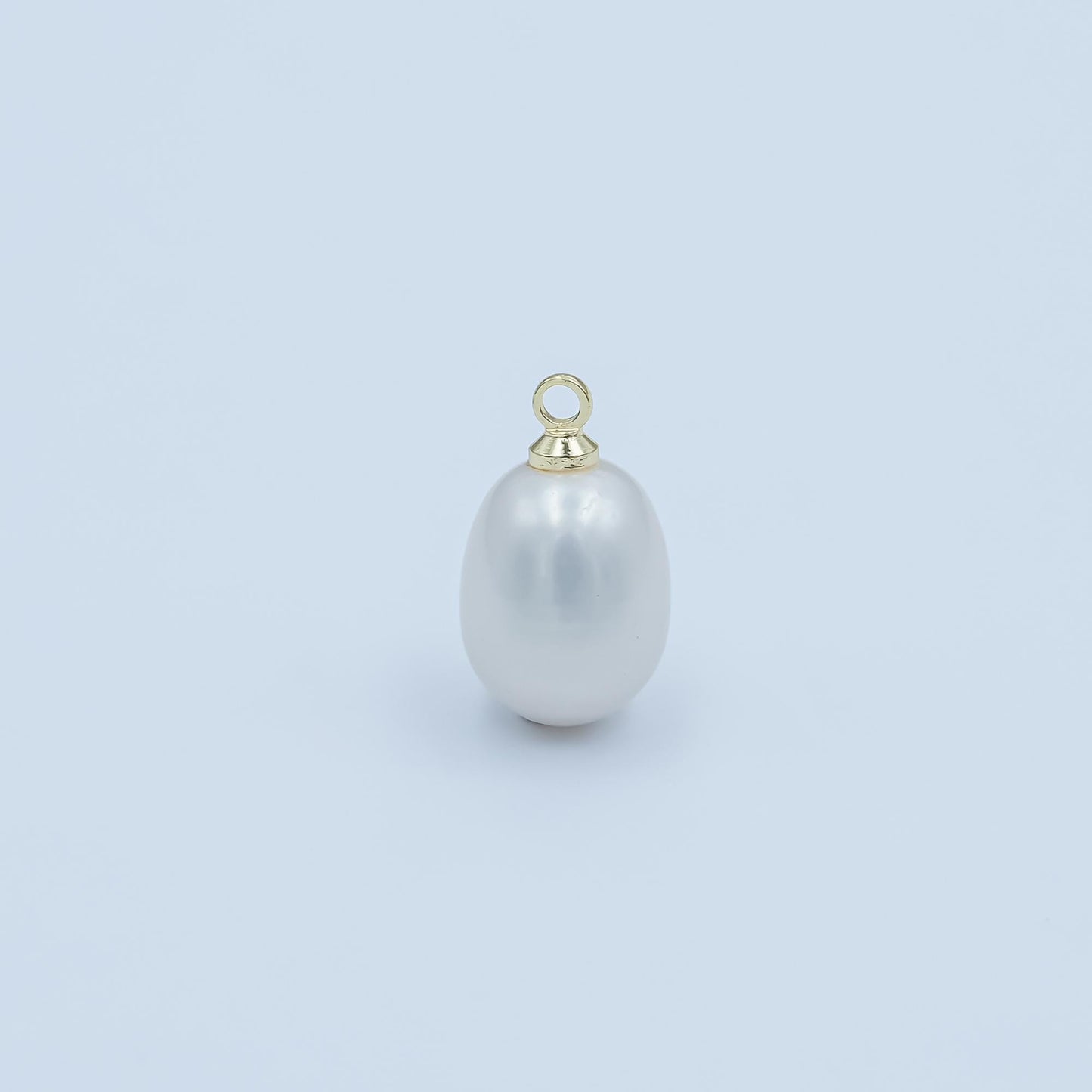 24k Gold Filled 14x8.6mm White pearl oval drop pendant for Minimalist Jewelry Making Supply | P-1650