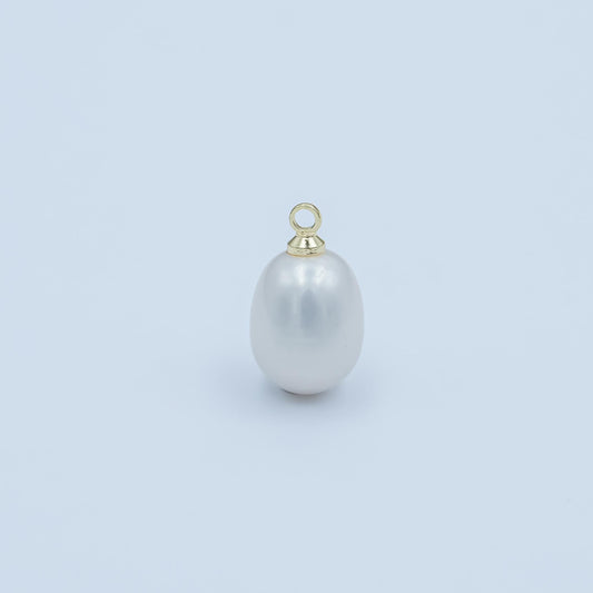 24k Gold Filled 14x8.6mm White pearl oval drop pendant for Minimalist Jewelry Making Supply | P-1650