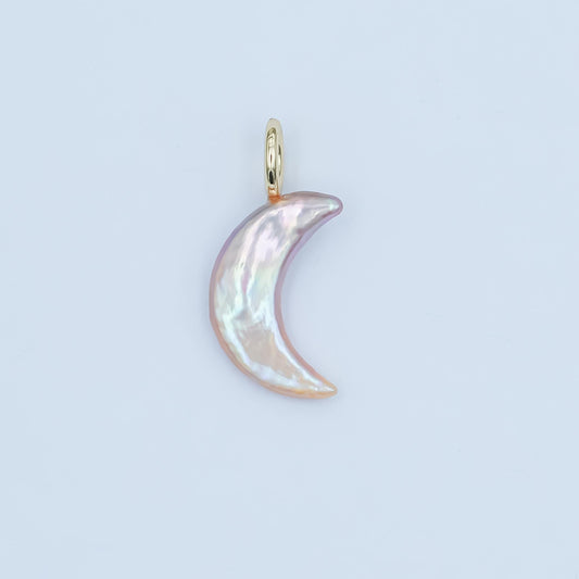 Dainty Crescent Moon Pearls Charm Gold Mauve White Pink Freshwater Pearls For Necklace Bracelet Earring Celestial Jewelry Minimalist P1660