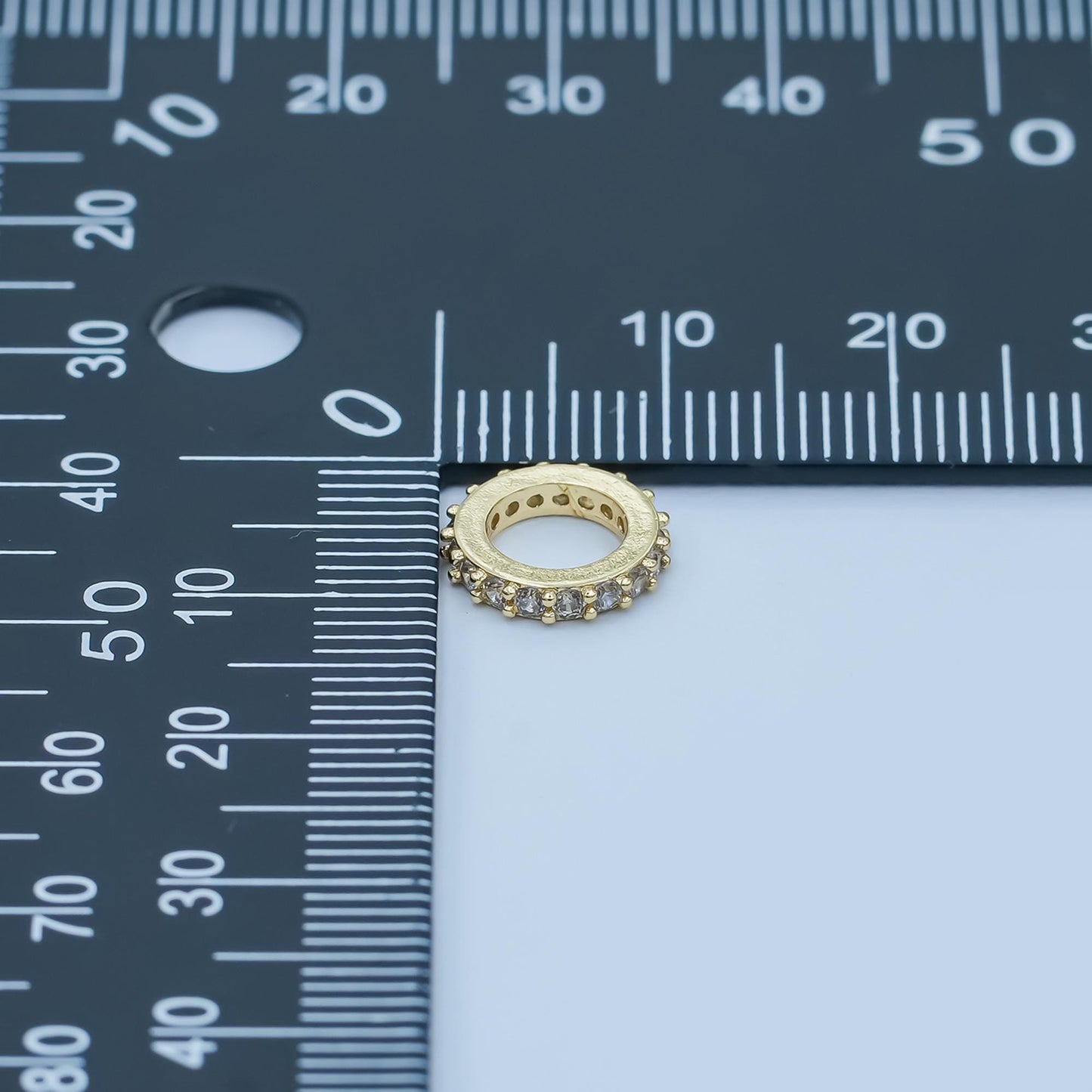 Gold micro pave Round beads charms 24k gold filled Donut spacer beads bracelet necklace for diy jewelry making supply Z-1147