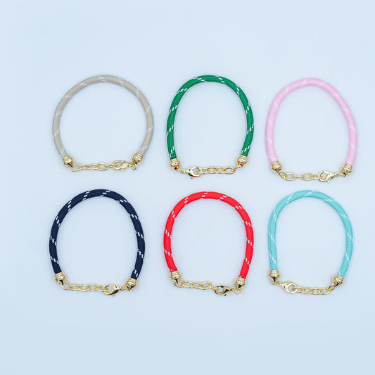 Colorful Summer Cord Bracelet Red, Pink, Blue, Green, Beige, Teal Cord Chain Bracelet Youth Summer Camp Friendship Gift | WA-3055 ~ WA-3060