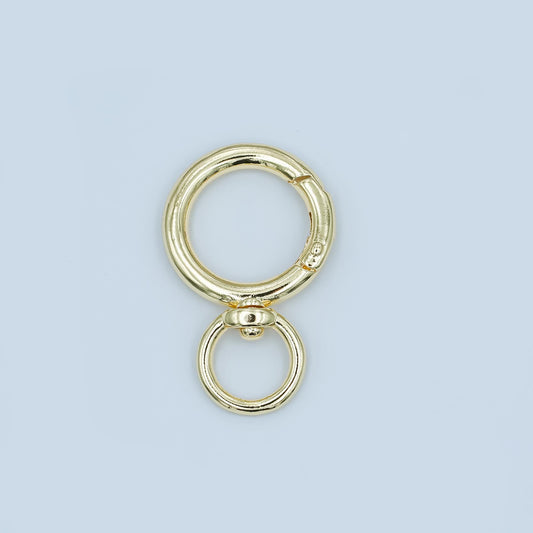 1pc Wholesale Round Push Spring Ring Gold Key Holder Ring for Jewelry Necklace Bracelet, Bag Charm Making, Size 33.2 x 20.8 x 3.1 mm Z-1143