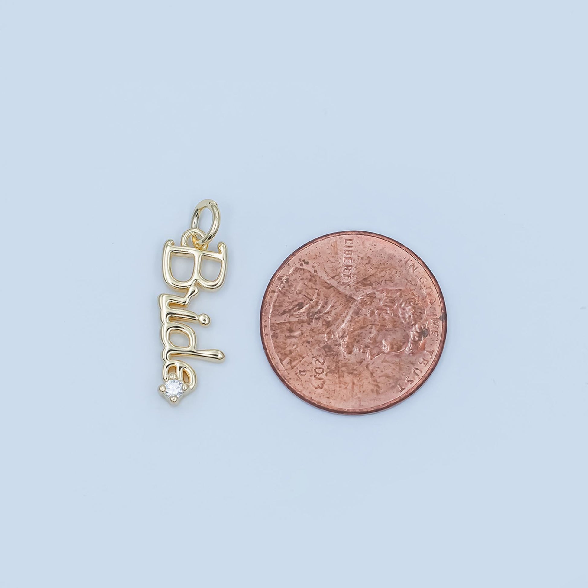 Dainty Gold Bride Charms, Word Cz Tag Charm, Wedding jewelry, Gift Bride to be Necklace Bracelet Earring Charm Supply Words Charm add on
