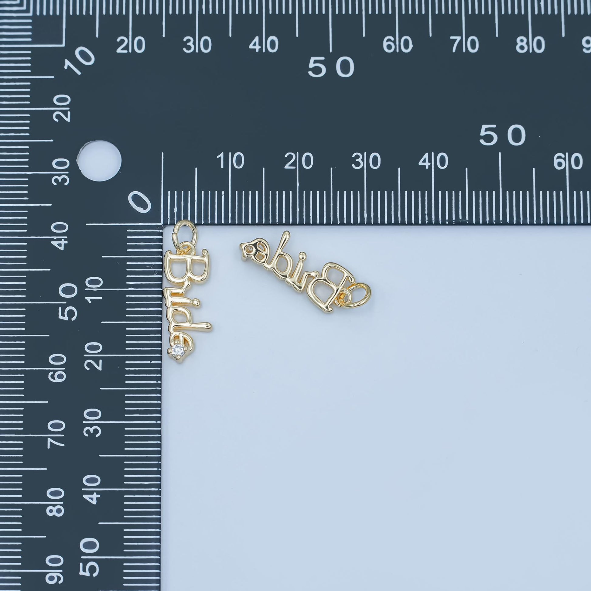 Dainty Gold Bride Charms, Word Cz Tag Charm, Wedding jewelry, Gift Bride to be Necklace Bracelet Earring Charm Supply Words Charm add on