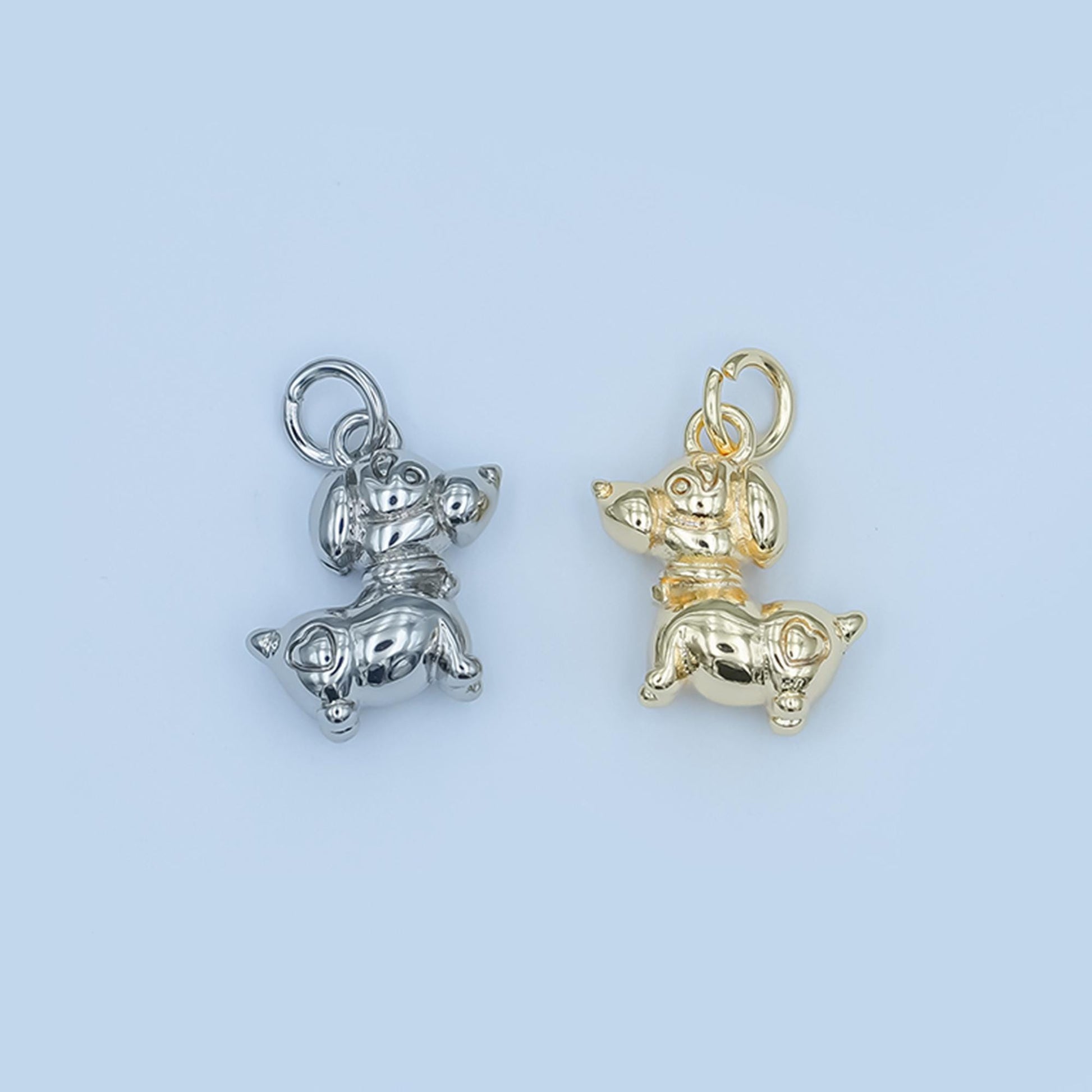 Mini gold Dachshund pendant tiny dog charm puppy animal charm diy jewelry N090