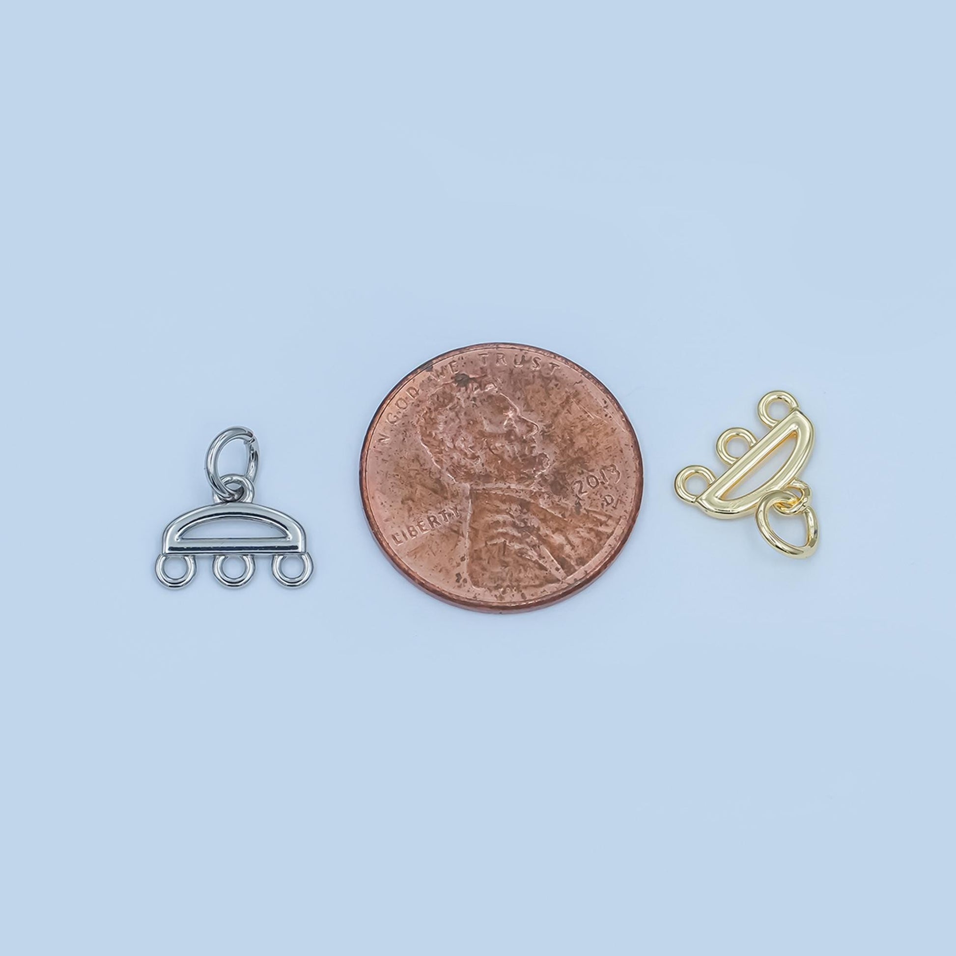 Mini Triple Strand Bracelet and Necklace Link and Charm Holder in Gold, Silver, Rose Gold Clasp Z1145