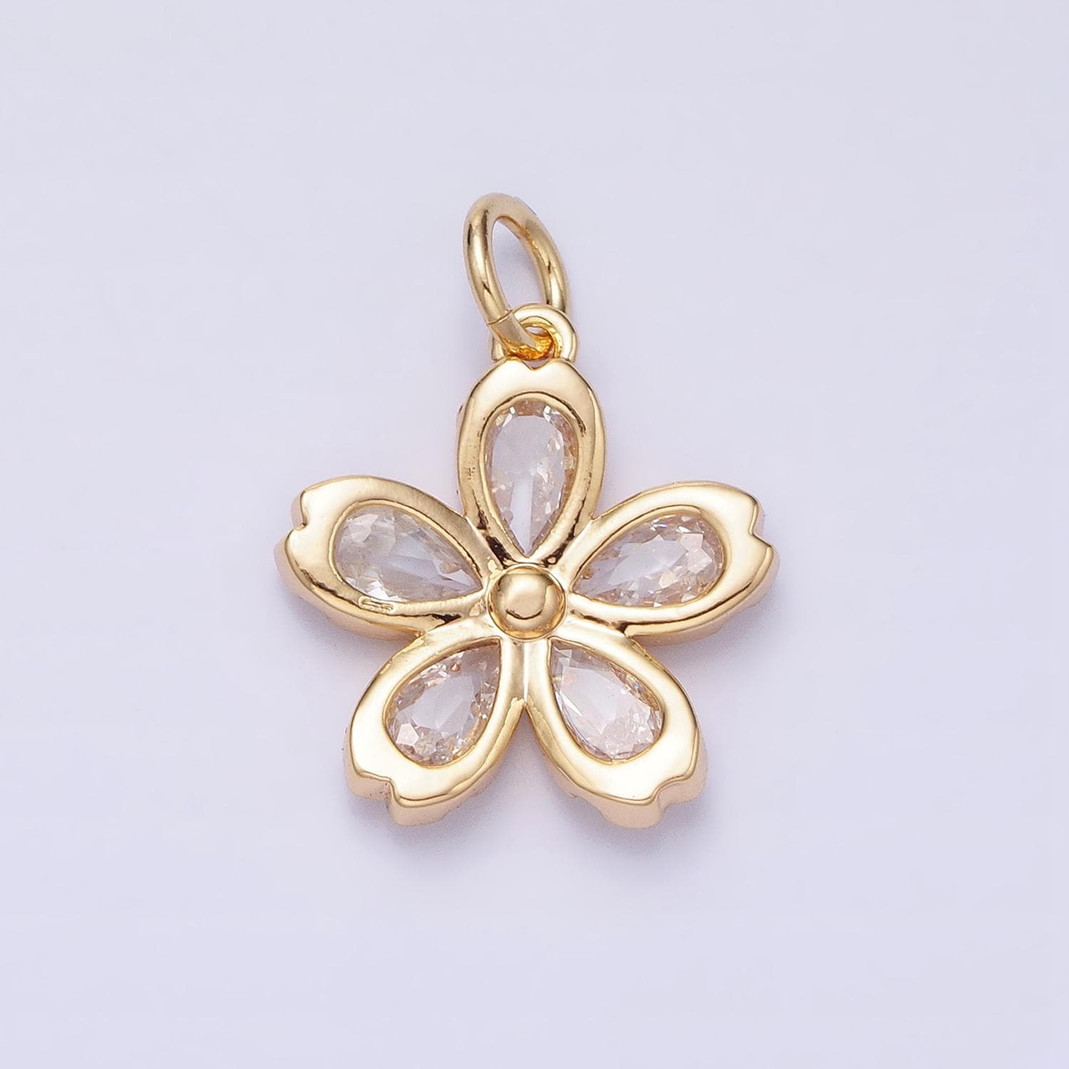 16k gold filled mini flower clear marquise petal add-on charm in gold & silver | ac1213 ac1214