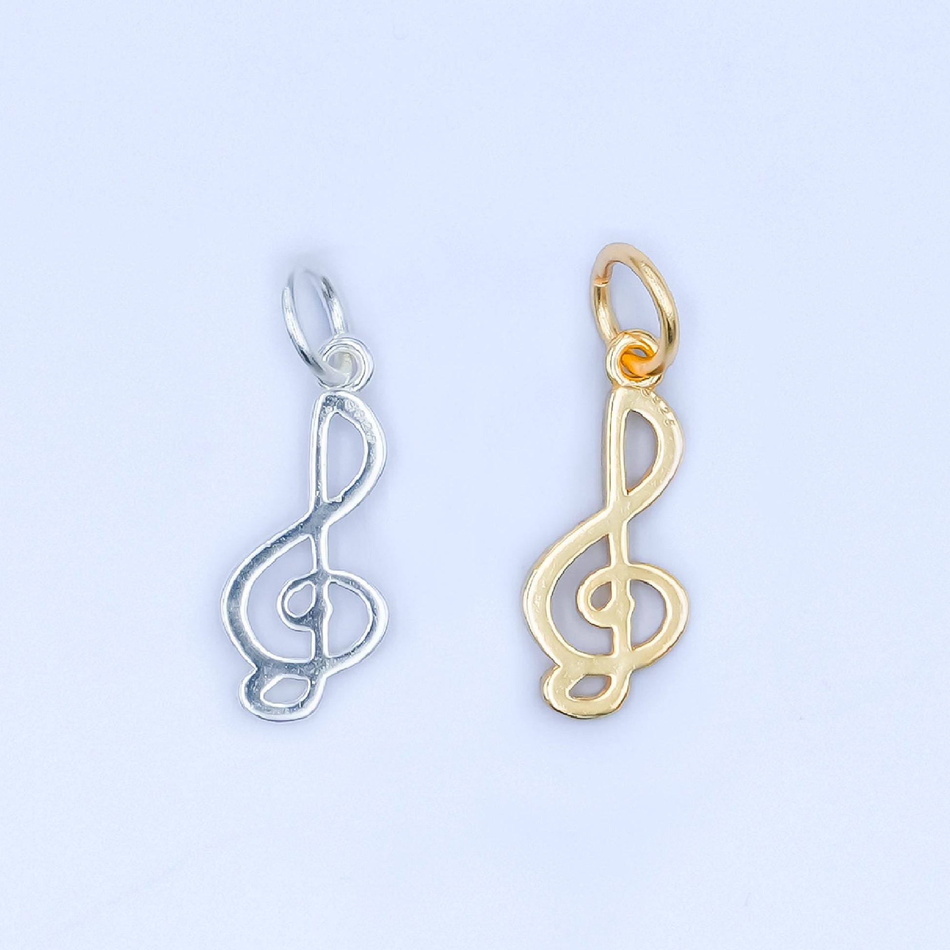 Mini Gold Vermeil G Clef Charm S925 sterling silver music note treble clef micro paved cz pendant | sl-646