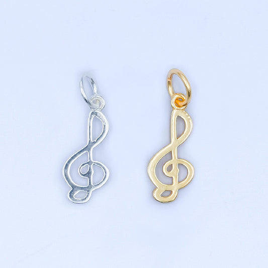 Mini Gold Vermeil G Clef Charm S925 sterling silver music note treble clef micro paved cz pendant | sl-646