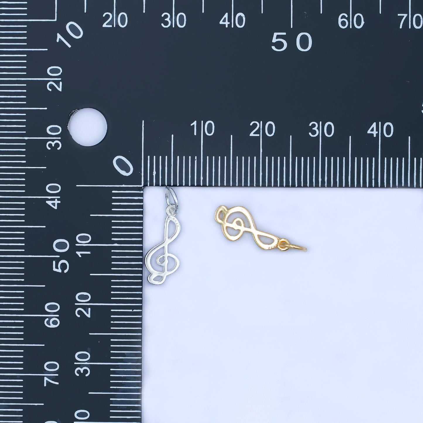 Mini Gold Vermeil G Clef Charm S925 sterling silver music note treble clef micro paved cz pendant | sl-646