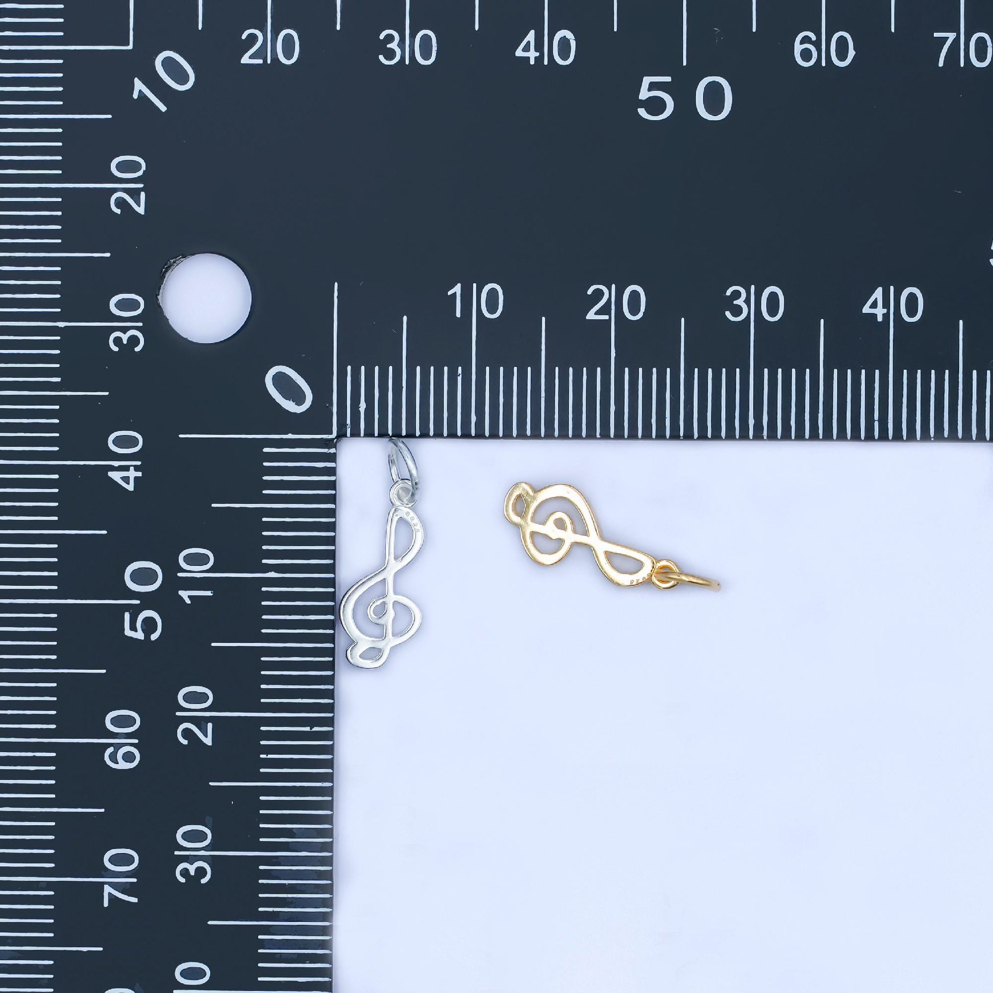 Mini Gold Vermeil G Clef Charm S925 sterling silver music note treble clef micro paved cz pendant | sl-646