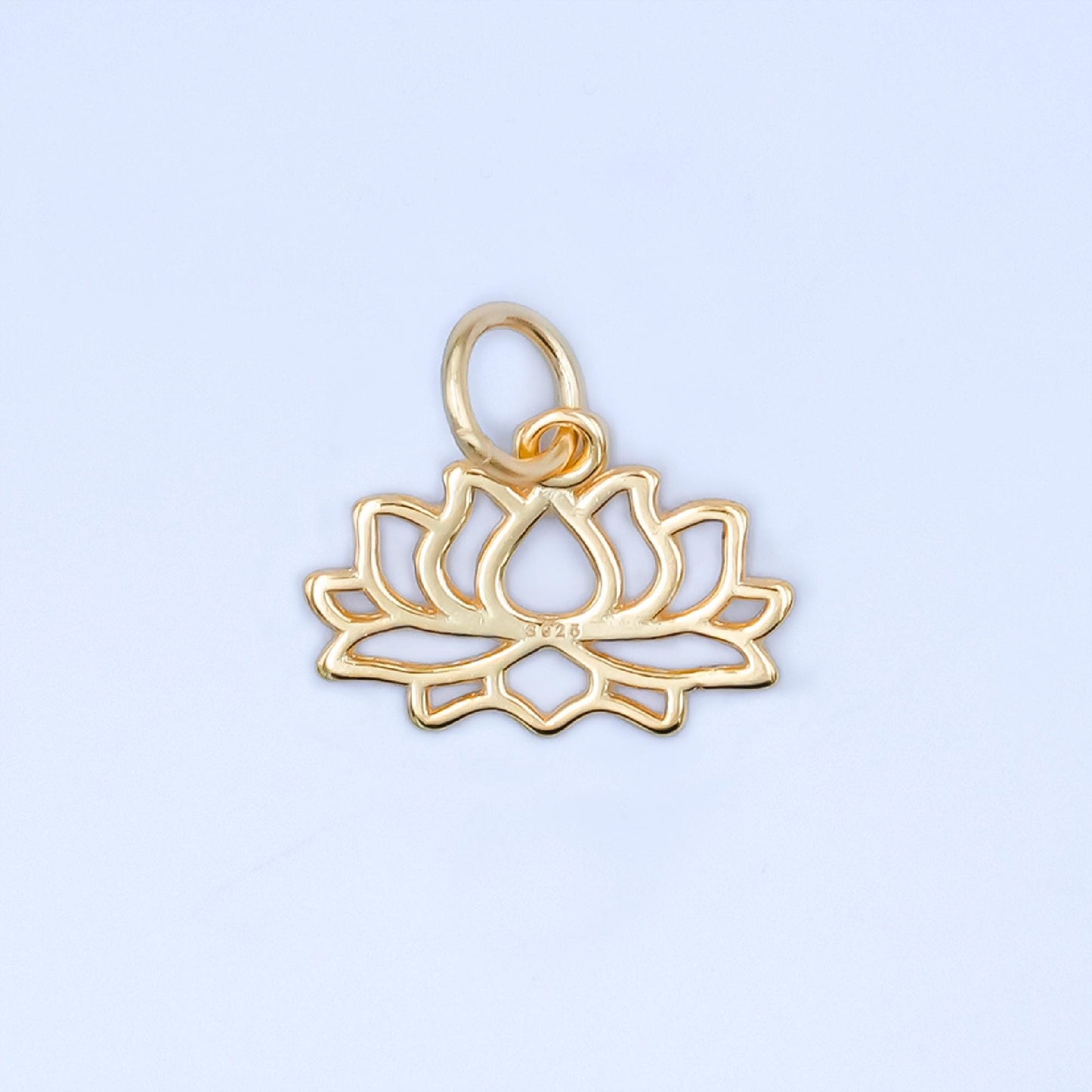Mini S295 Sterling Silver Open Lotus Charms Gold Veremill Flower Charms for Yoga Meditation bracelet Necklace Earring Component SL-644