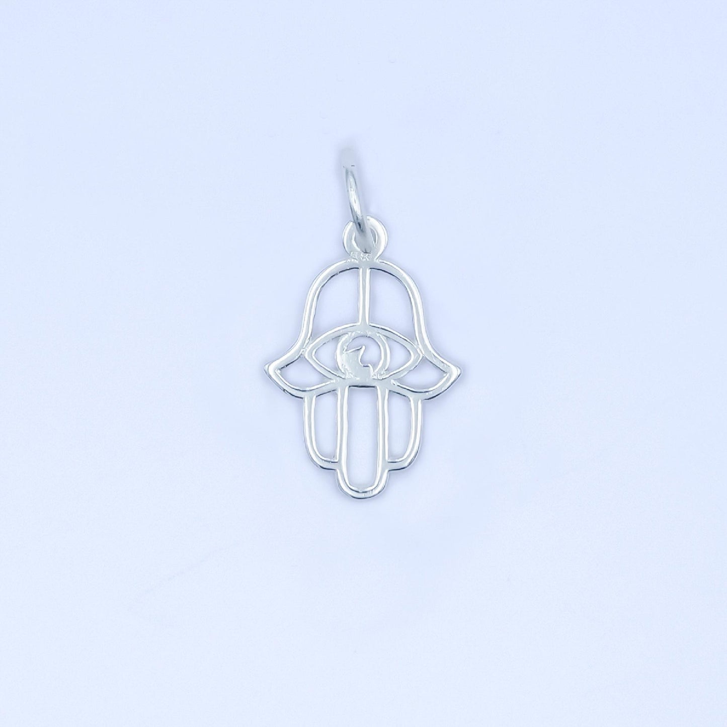 Mini S925 Sterling Silver Hamsa Hand Charm Hand of Fatima Amulet Religious Protection Pendant Gold Vermeil Evil Eye Ancient Symbol SL-645