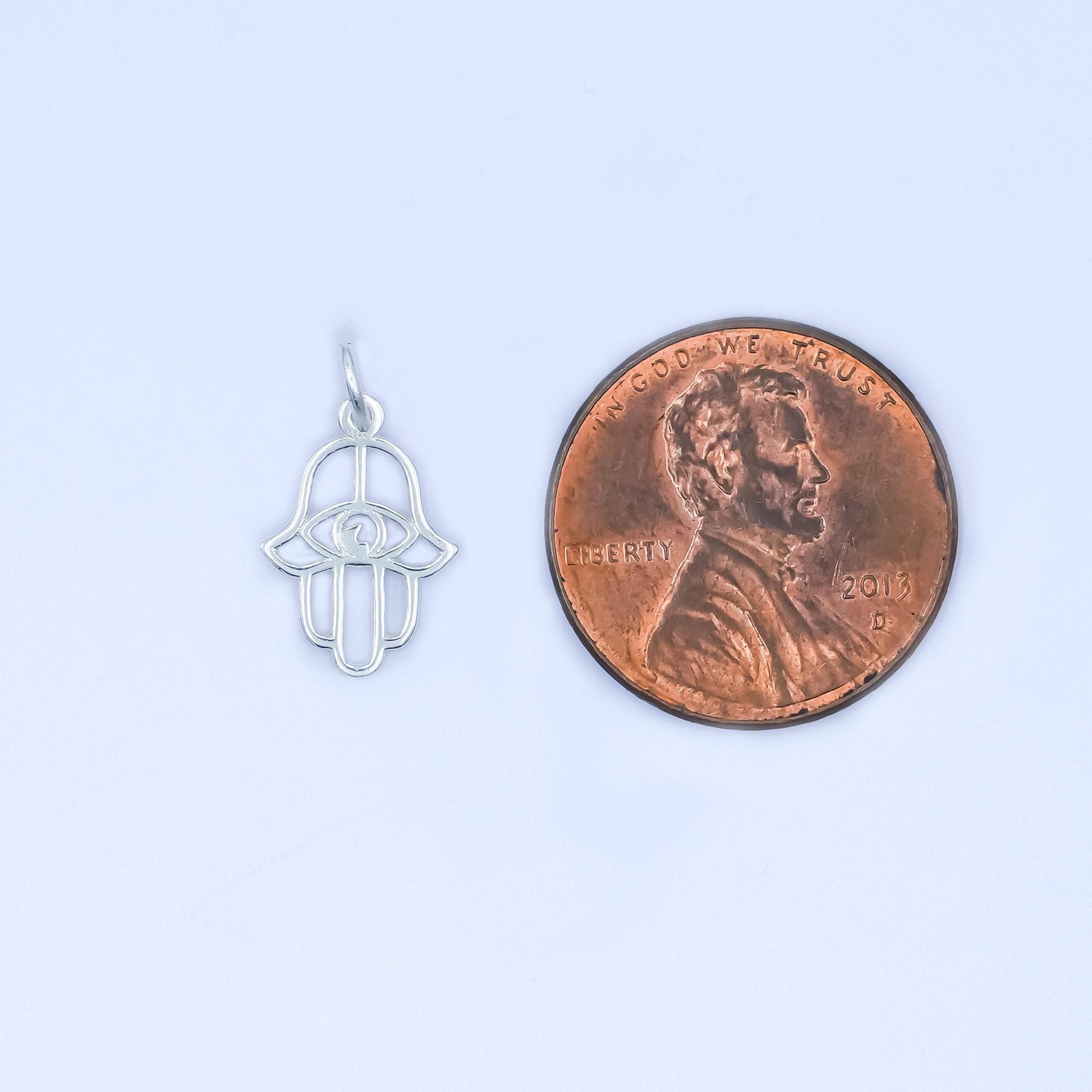 Mini S925 Sterling Silver Hamsa Hand Charm Hand of Fatima Amulet Religious Protection Pendant Gold Vermeil Evil Eye Ancient Symbol SL-645