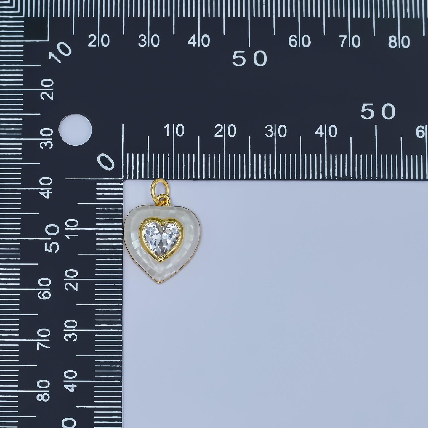 Gold White Opal Pendant Dainty Heart White checkers pendant CZ gold heart charm for Minimalist Jewelry Making Supply M-321