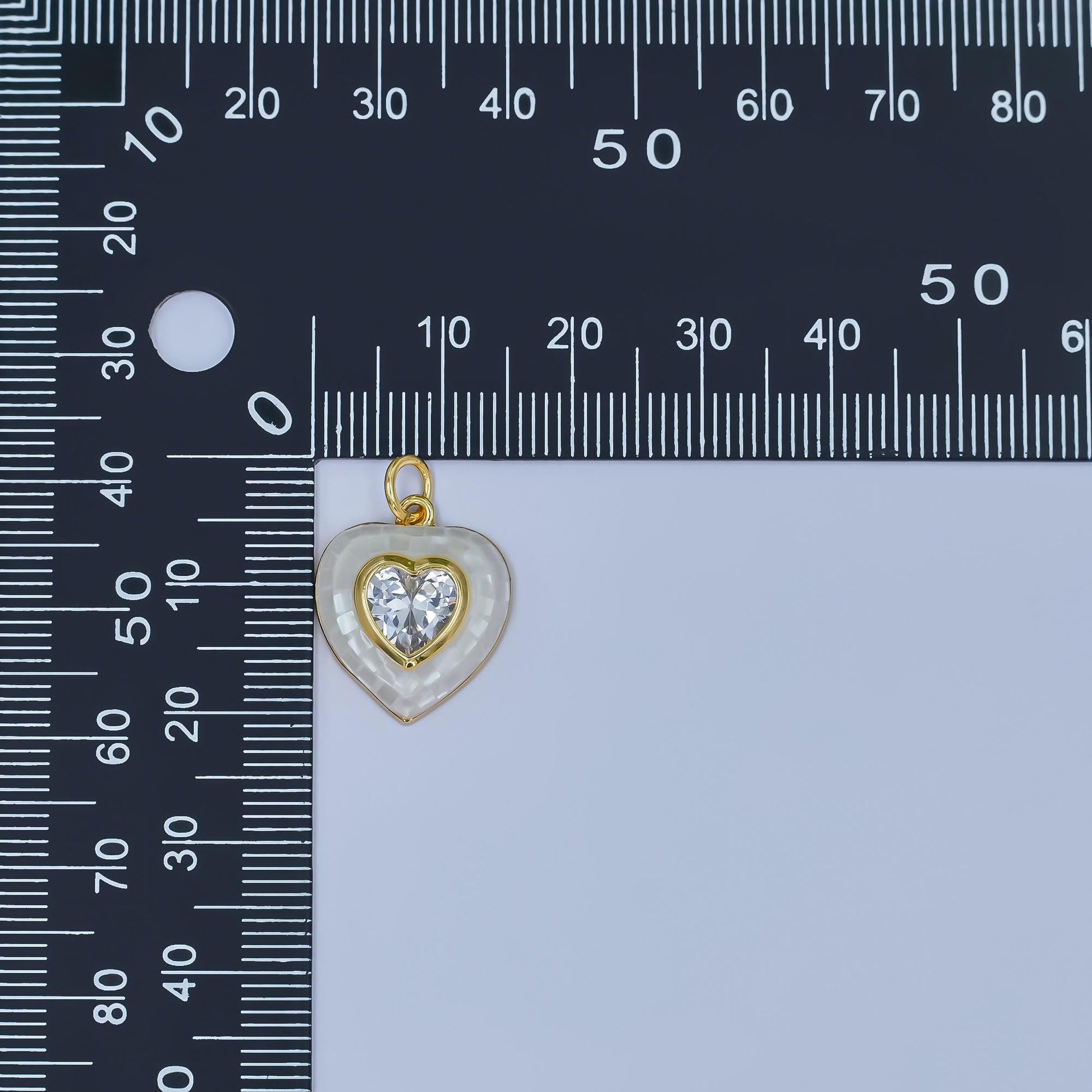 Gold White Opal Pendant Dainty Heart White checkers pendant CZ gold heart charm for Minimalist Jewelry Making Supply M-321