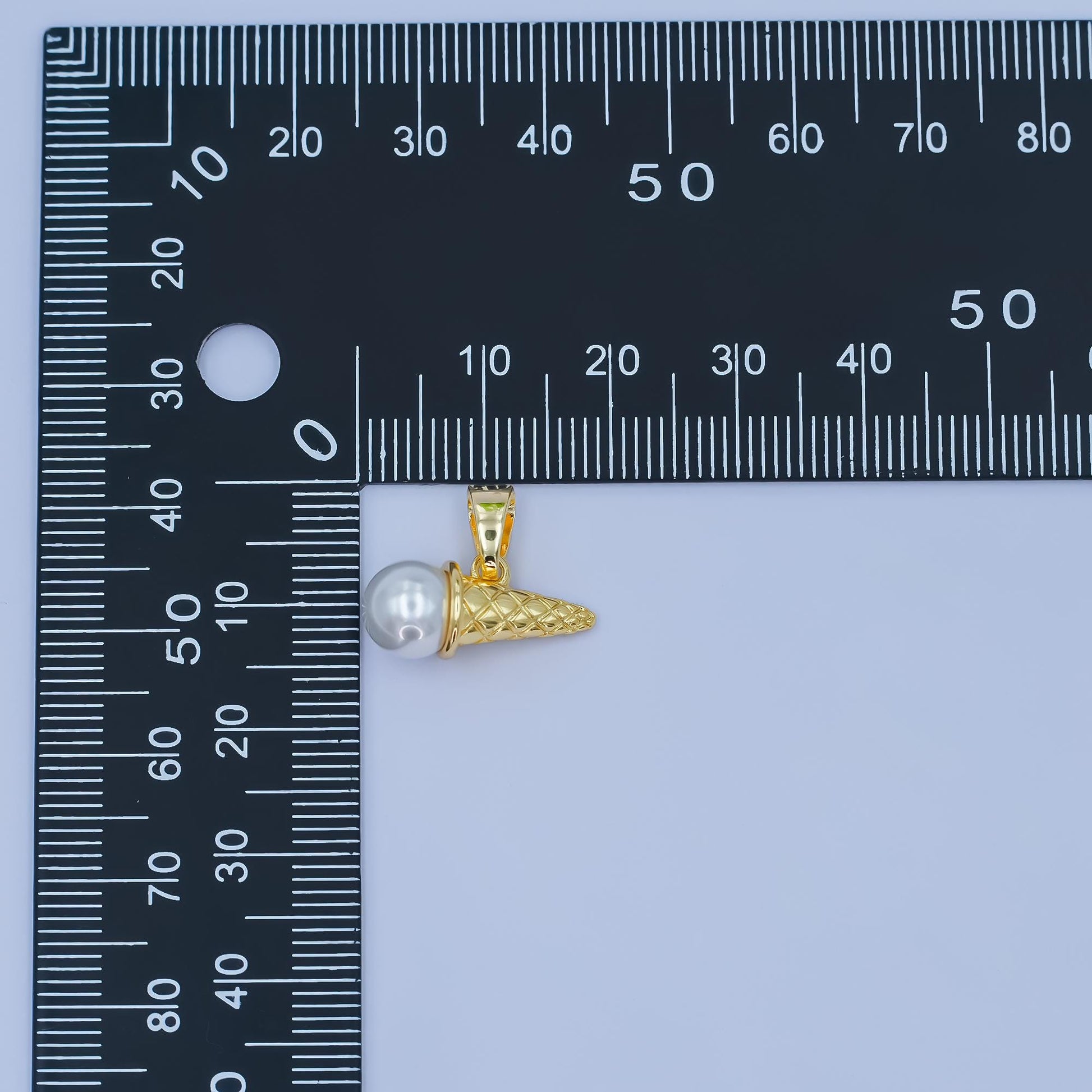 Mini 24k gold filled White Pearl ice cream pendant charm, ice cream pendant charm, desert pendant, for diy jewelry making AA-1481