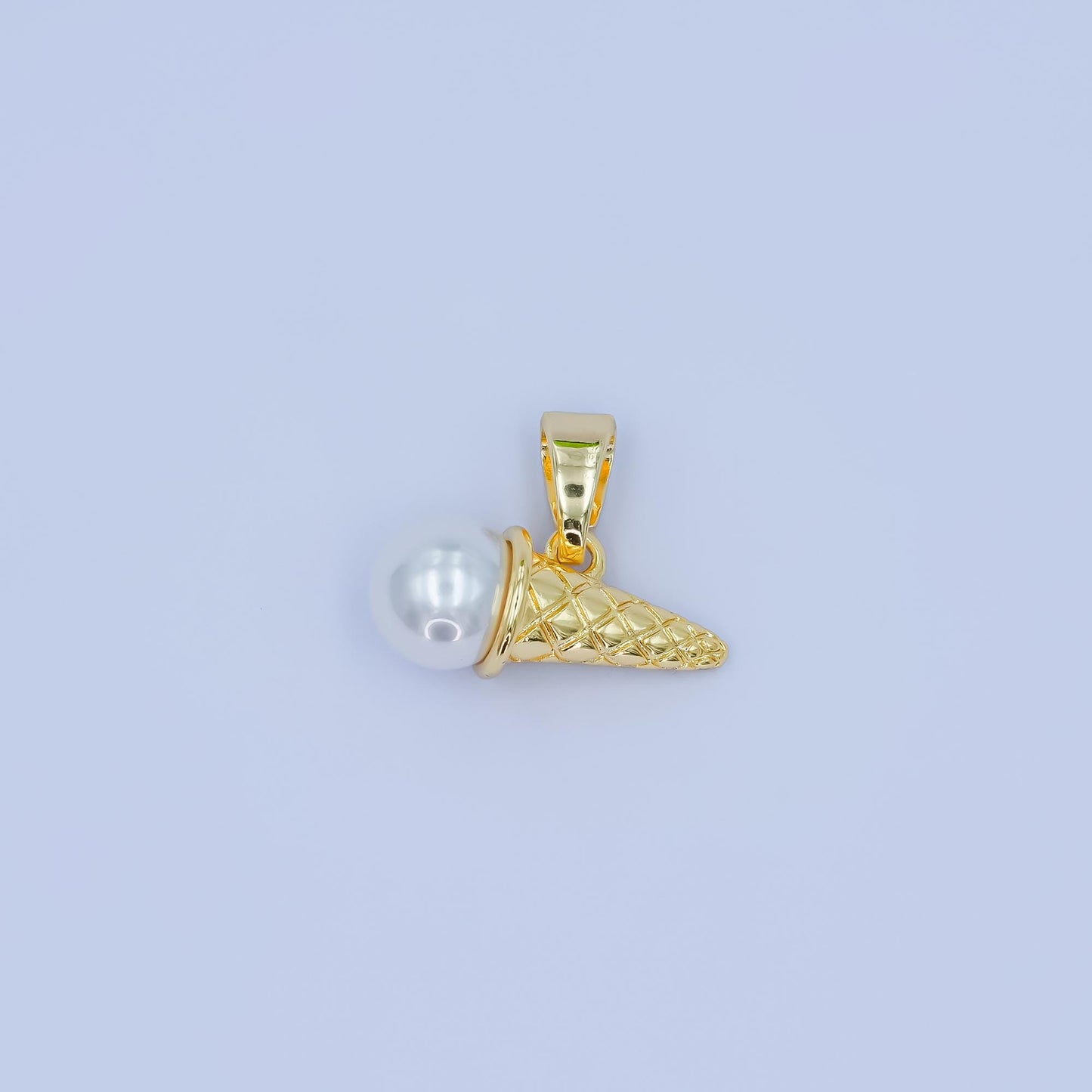 Mini 24k gold filled White Pearl ice cream pendant charm, ice cream pendant charm, desert pendant, for diy jewelry making AA-1481