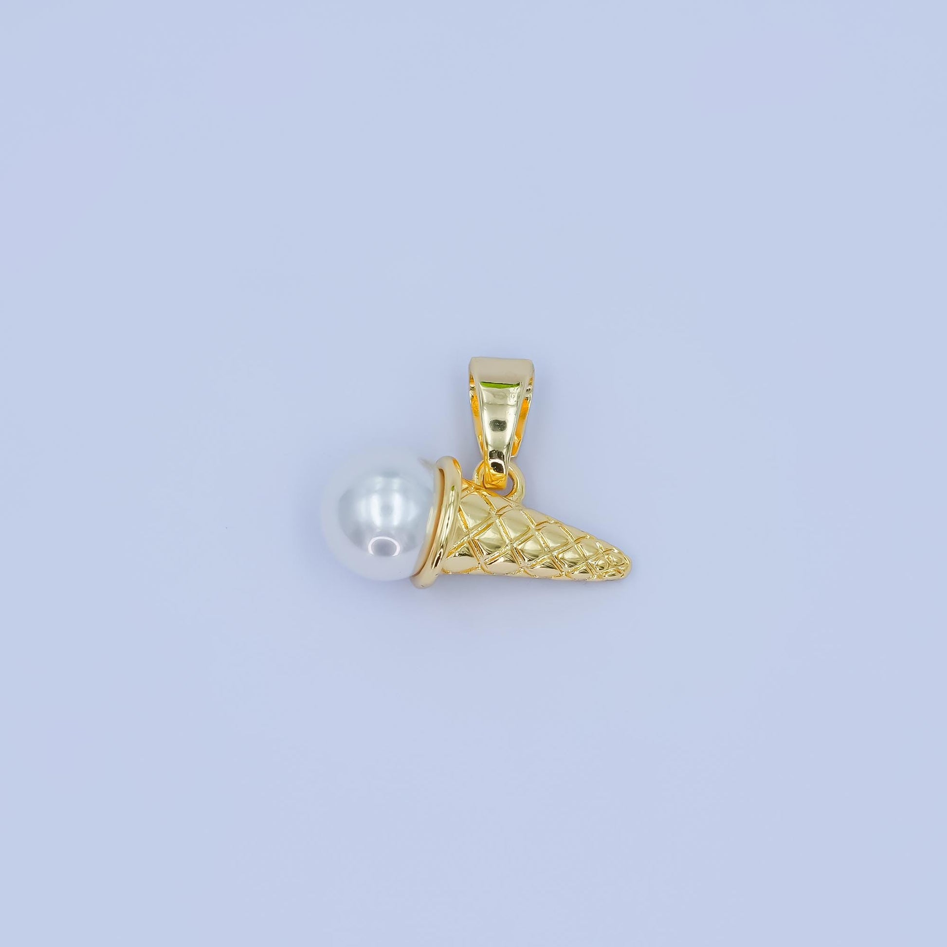 Mini 24k gold filled White Pearl ice cream pendant charm, ice cream pendant charm, desert pendant, for diy jewelry making AA-1481