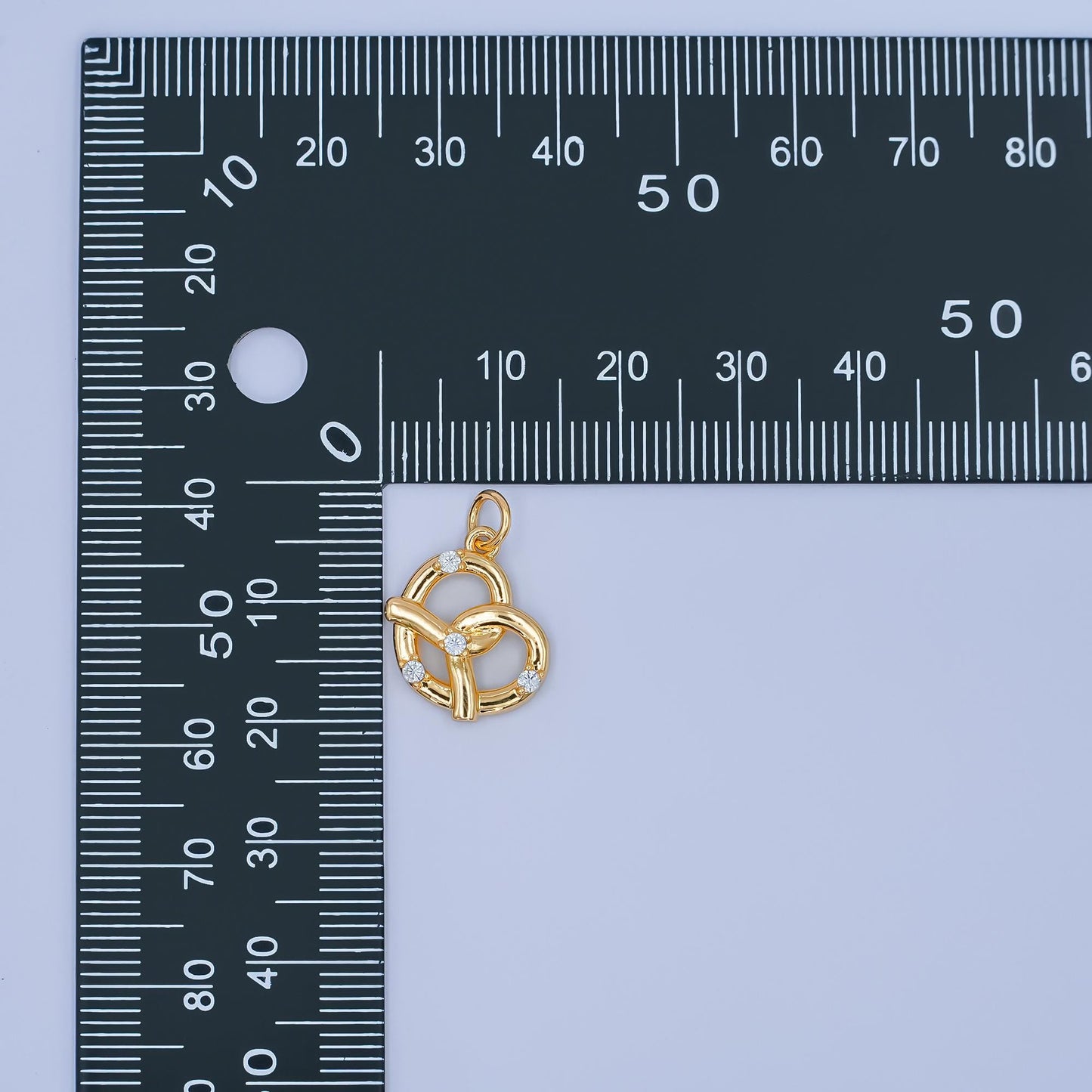Mini Cubic Minimalist 3D Pretzel Charm CZ French Pastry 24K Gold Filled Food Charm for Bracelet Necklace Earring Charm | C-003
