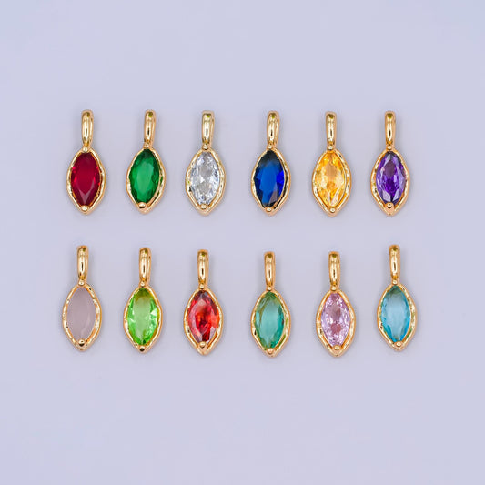 24k gold filled Oval Eye cubic zirconia stone personalized Jewelry add-on charm birthstone charm Necklace bracelet supply | AA-1472