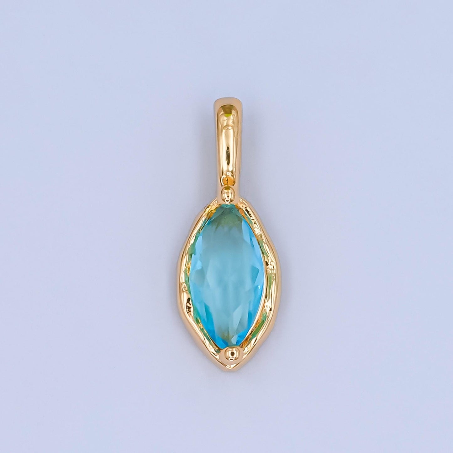 24k gold filled Oval Eye cubic zirconia stone personalized Jewelry add-on charm birthstone charm Necklace bracelet supply | AA-1472