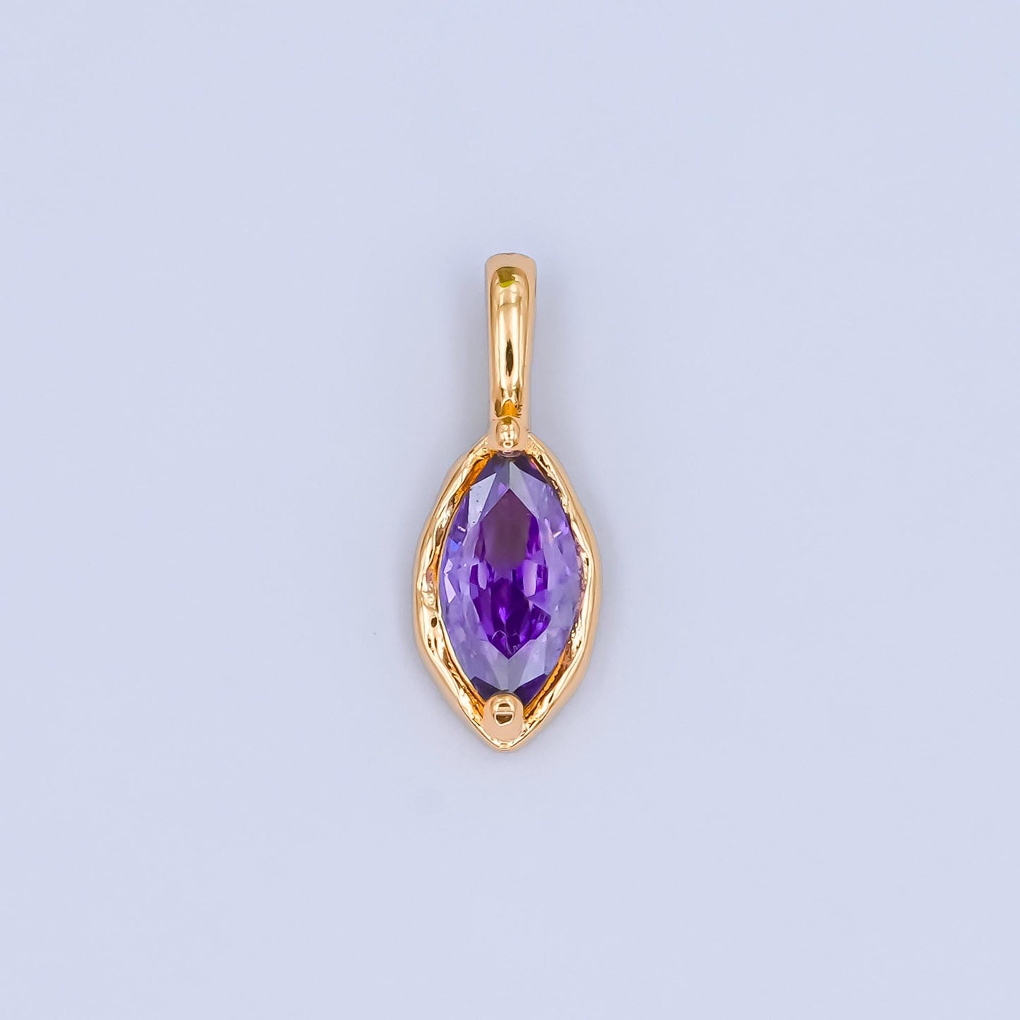 24k gold filled Oval Eye cubic zirconia stone personalized Jewelry add-on charm birthstone charm Necklace bracelet supply | AA-1472