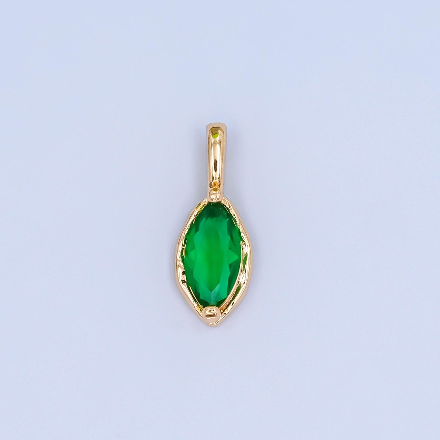 24k gold filled Oval Eye cubic zirconia stone personalized Jewelry add-on charm birthstone charm Necklace bracelet supply | AA-1472