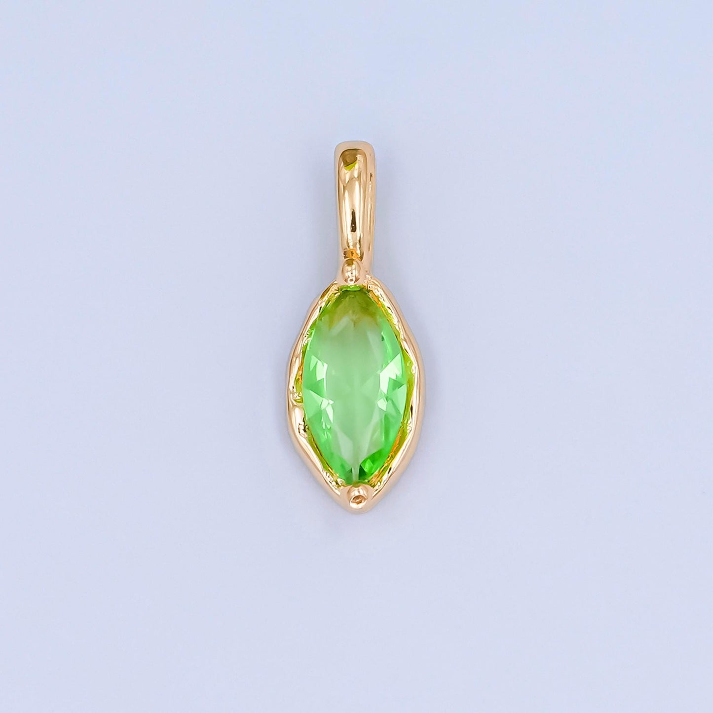 24k gold filled Oval Eye cubic zirconia stone personalized Jewelry add-on charm birthstone charm Necklace bracelet supply | AA-1472