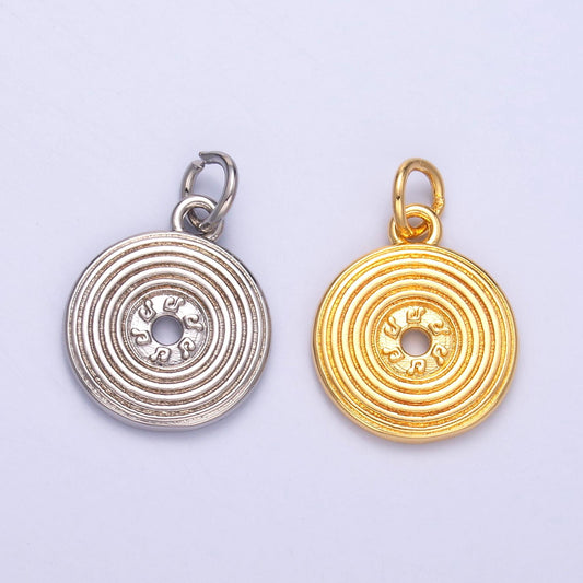 Retro Mini Vintage Gold Music Record Charms Miniature Vinyl Records Pendant Retro Jewelry CD Song in 24k Gold Filled Supply N-055