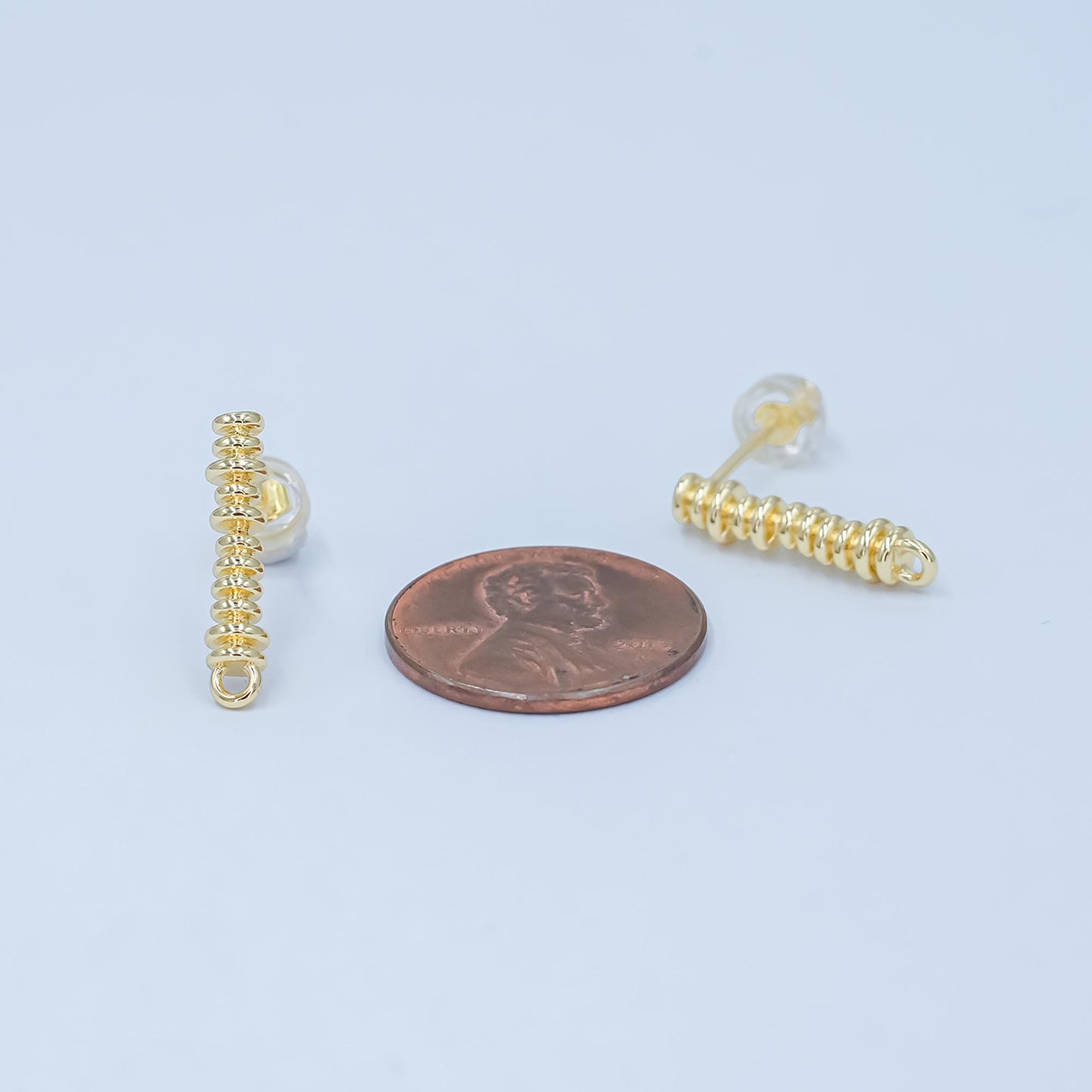 1 pair Spiral ear stud with Closed link gold filled earring nickel free minimalist earring making post, jewelry making supply, k-846